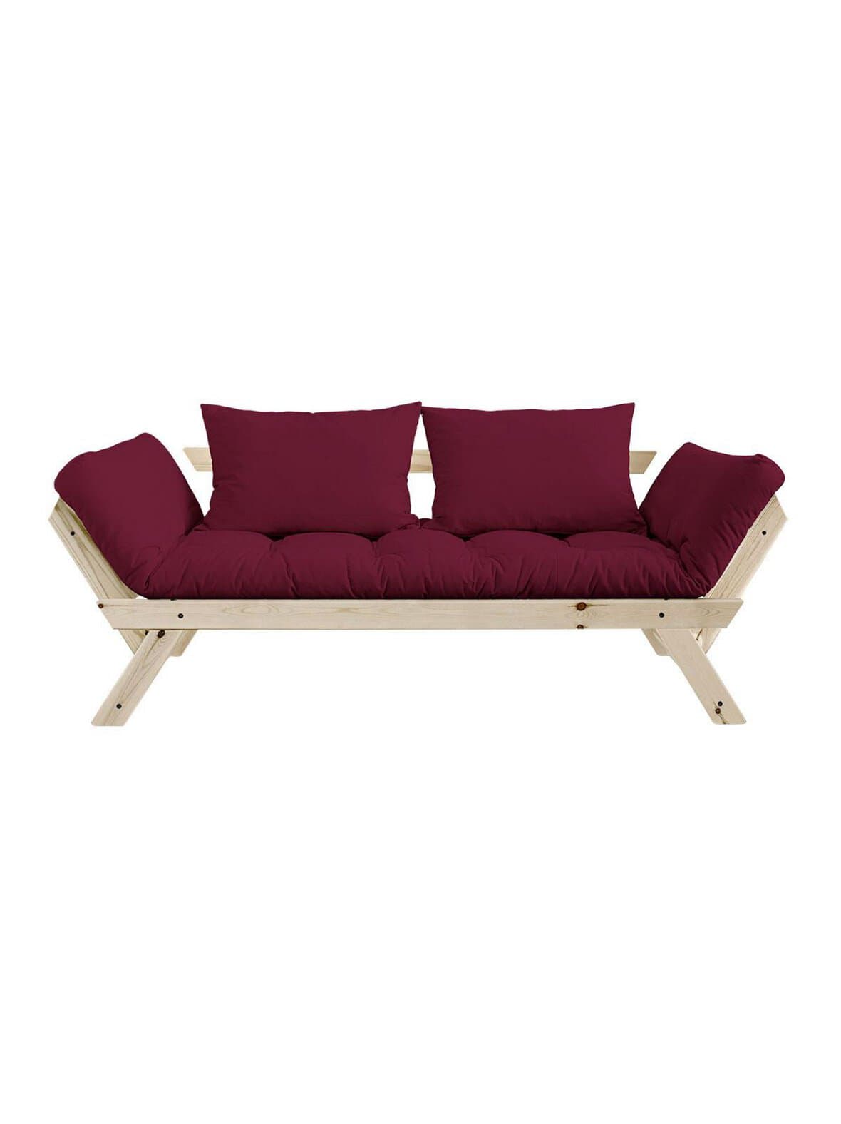Bebop-futonsohva bordeaux/mänty l 180 cm – Karup