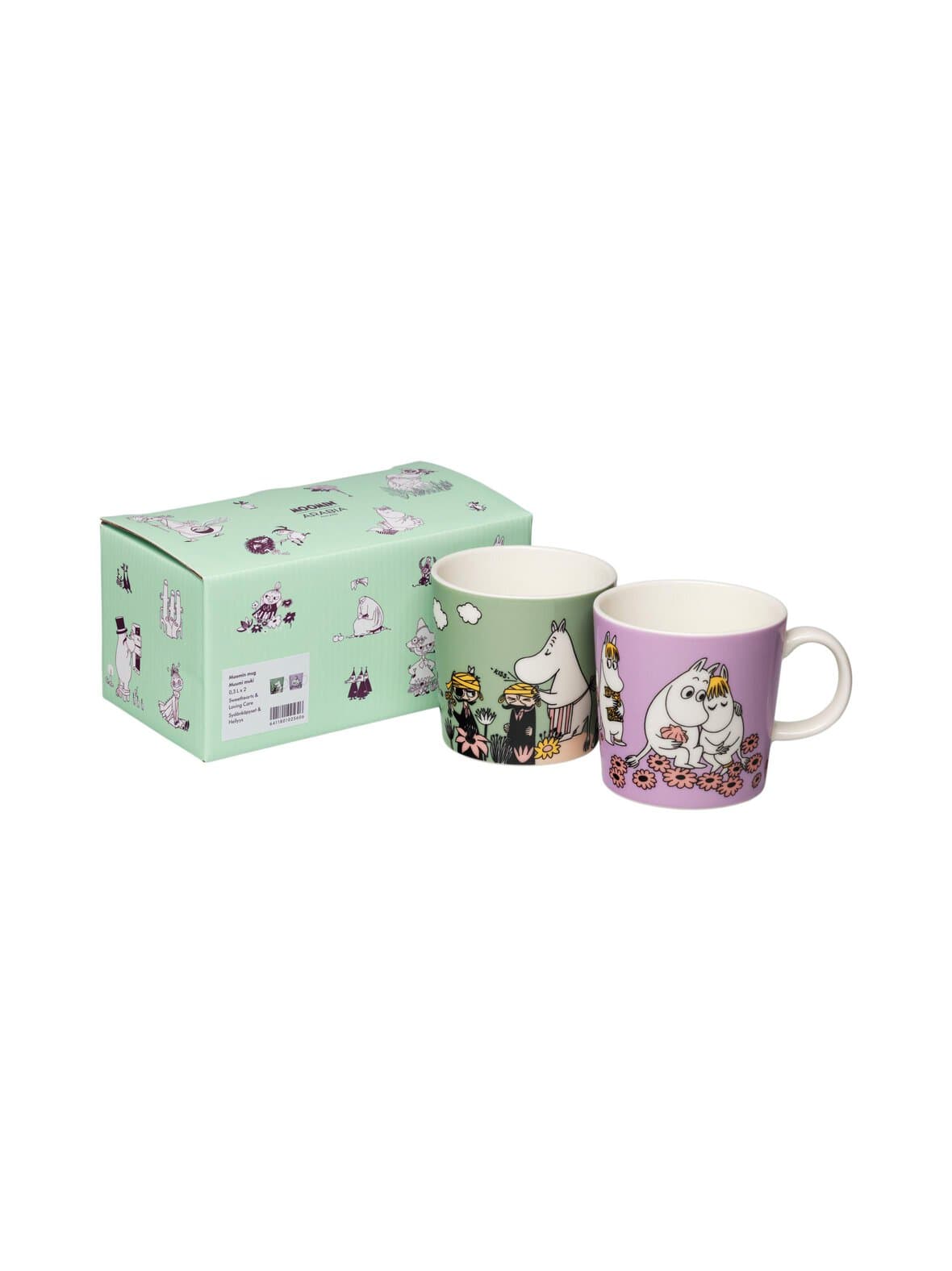 Muumi sydänkäpyset & hellyys -muki 3 dl, 2 kpl – Moomin Arabia