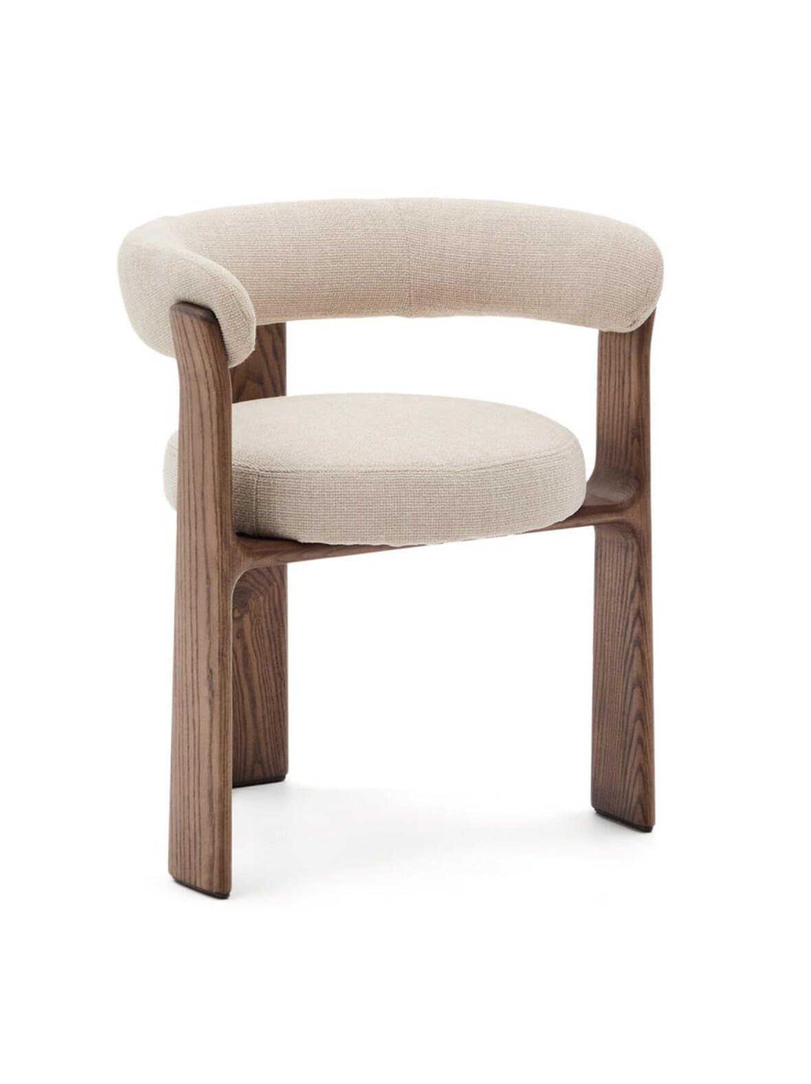 Granite-tuoli kolmijalkainen beige chenille / pähkinä – Kave Home