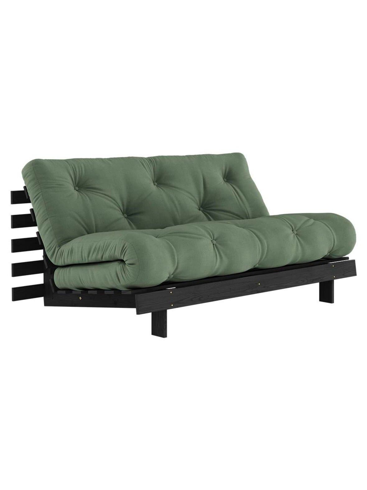 Roots-futonsohva olive green / musta l 160 cm – Karup