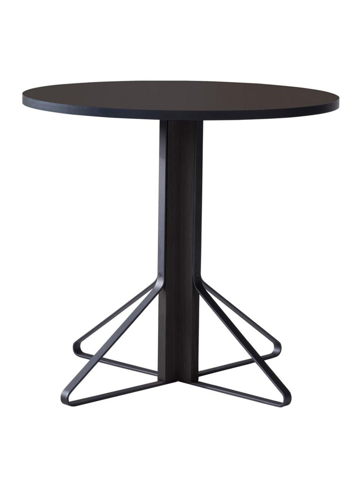 Kaari-pöytä musta linoleum/musta tammi ø 80 cm – Artek