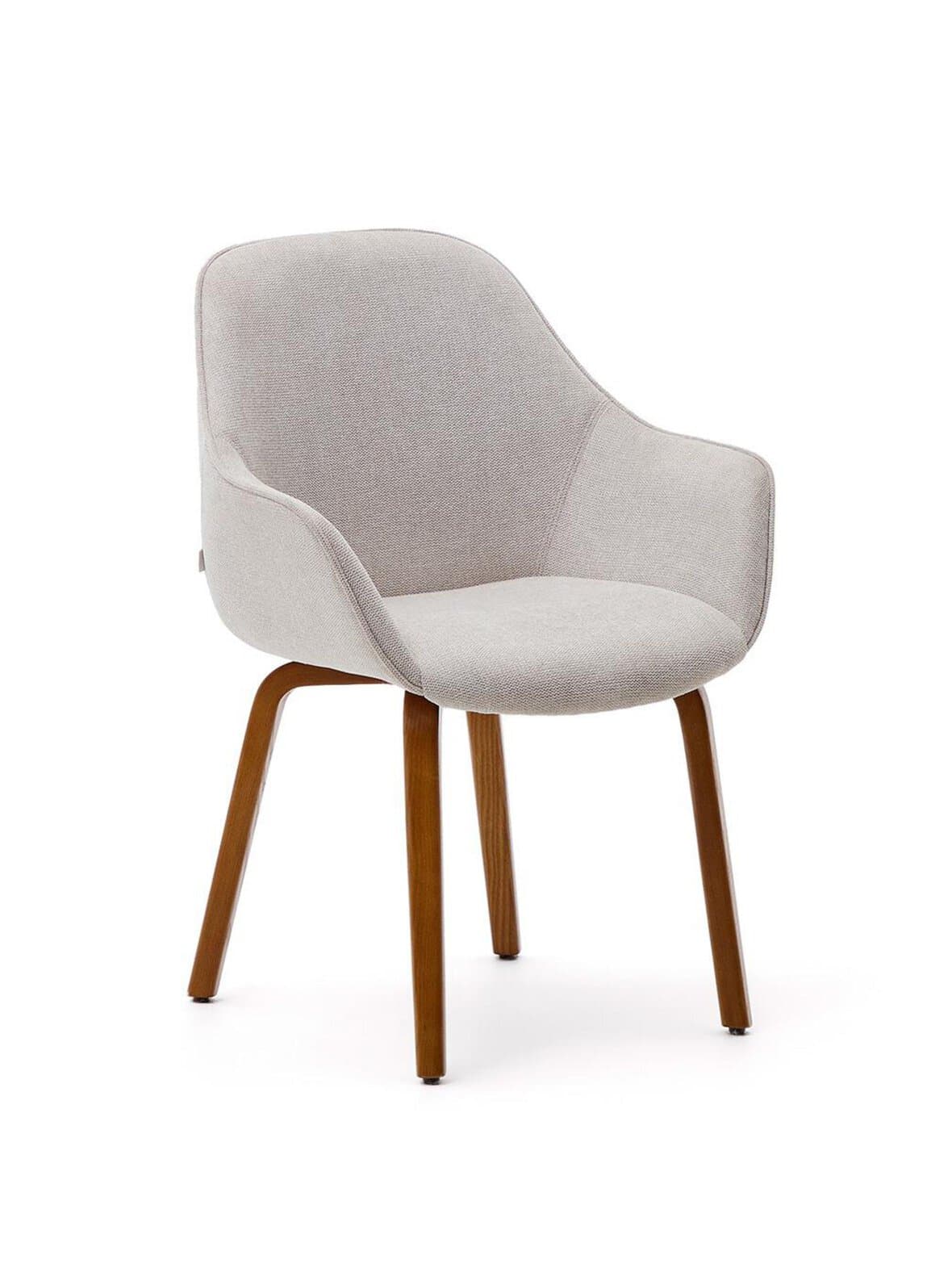Aleli-tuoli beige chenille-kangas / pähkinä – Kave Home