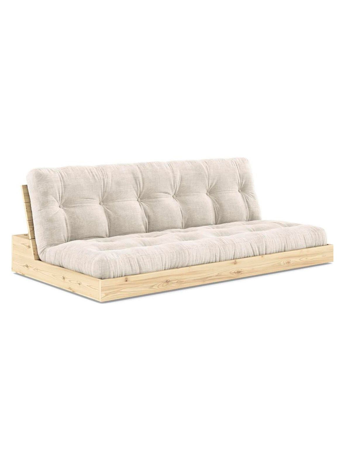 Base-futonsohva corduroy-kangas ivory/mänty l 196 cm – Karup