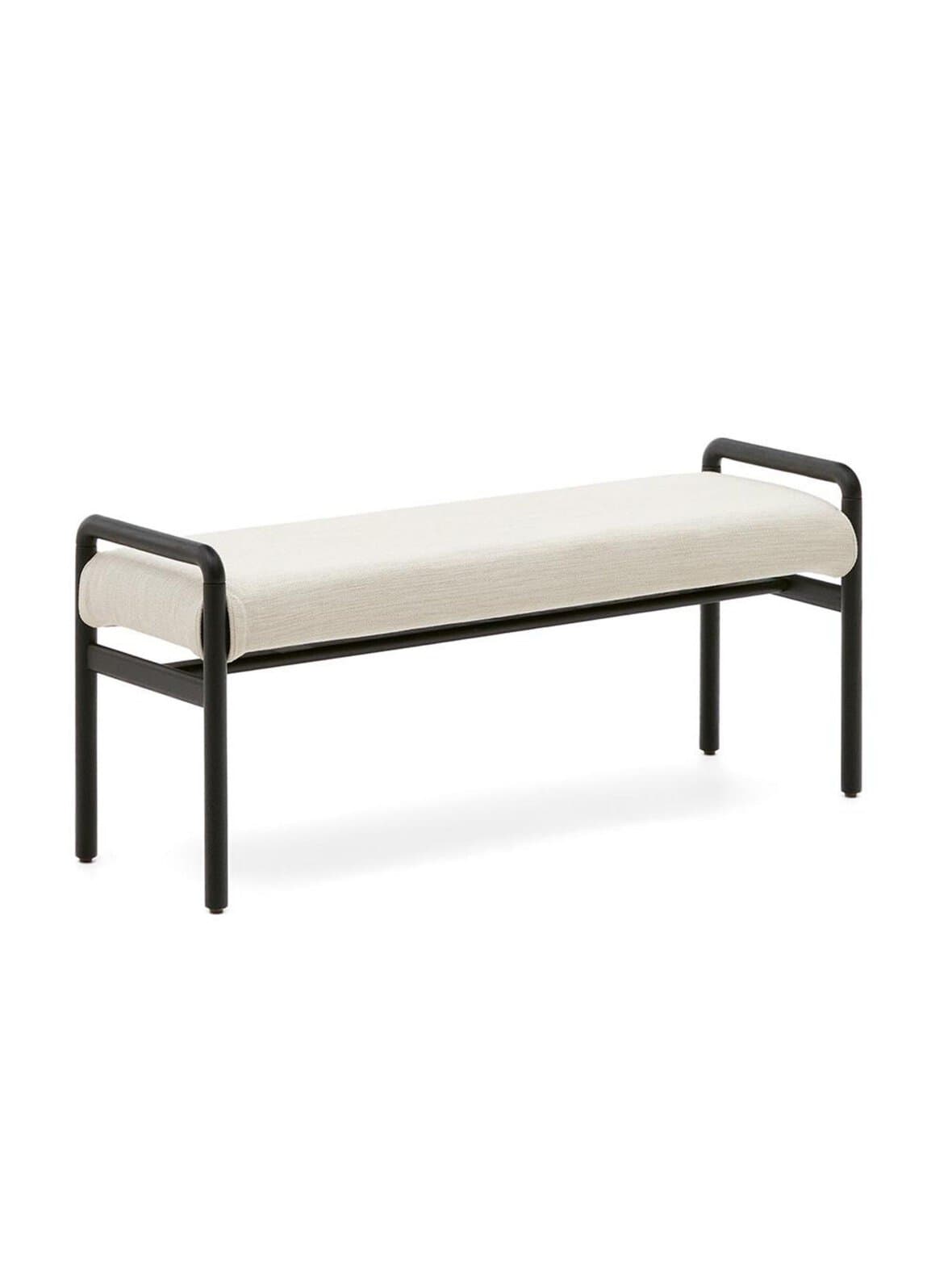 Macaret-penkki beige chenille-kangas / musta l 120 cm – Kave Home