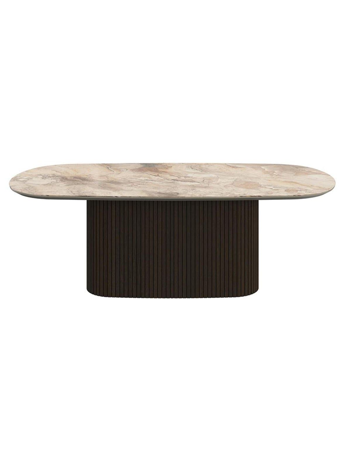 Santiago-sohvapöytä ruskea keramiikka / tumma tammi 58 x 118 cm – BoConcept