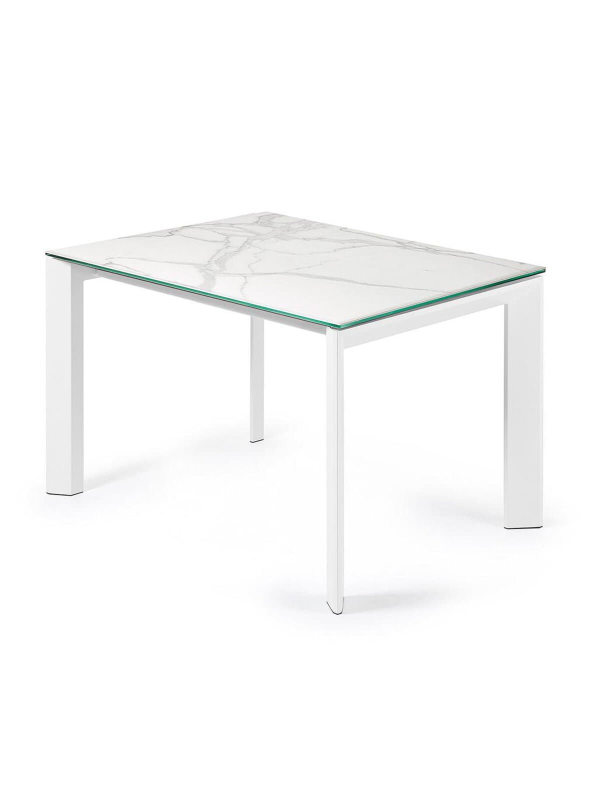 Axis- jatkettava ruokapöytä valkoinen keramiikka / valkoinen 80 x 120/180 cm – Kave Home