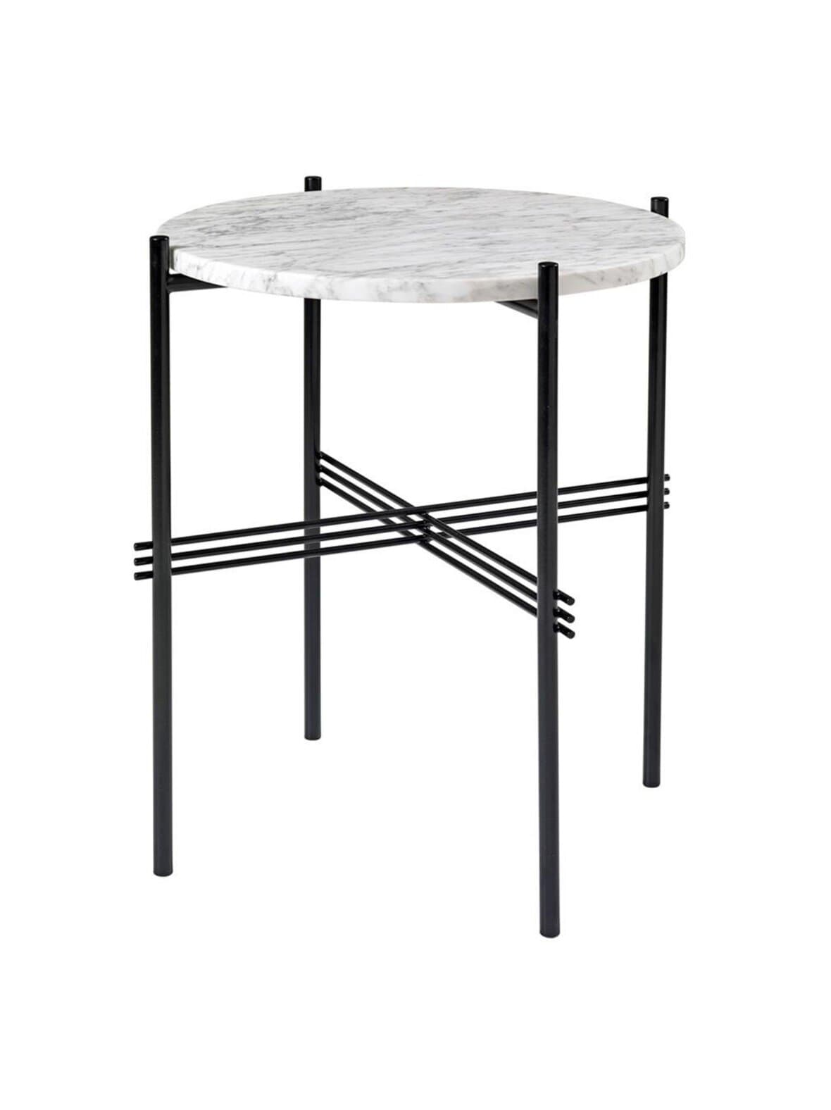 Ts-sivupöytä valkoinen marmori / musta ⌀ 40 cm – GUBI