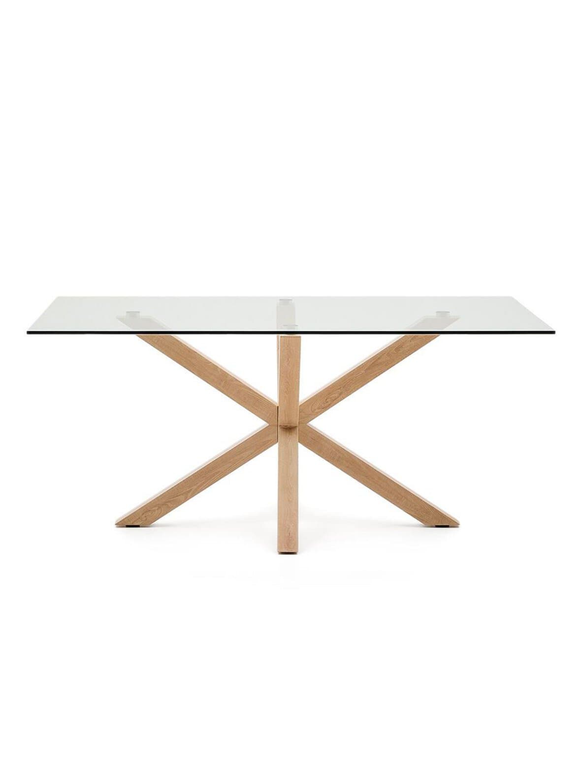 Argo-ruokapöytä kirkas lasi / puunvärinen teräs 160 x 90 cm – Kave Home