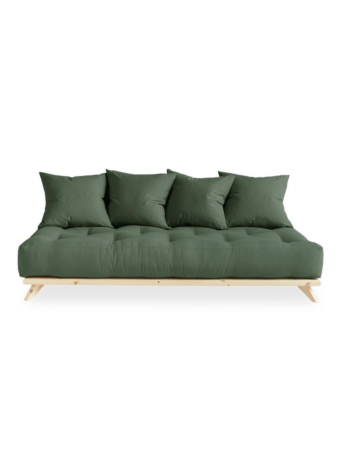 Senza-futonsohva olive green/mänty – Karup