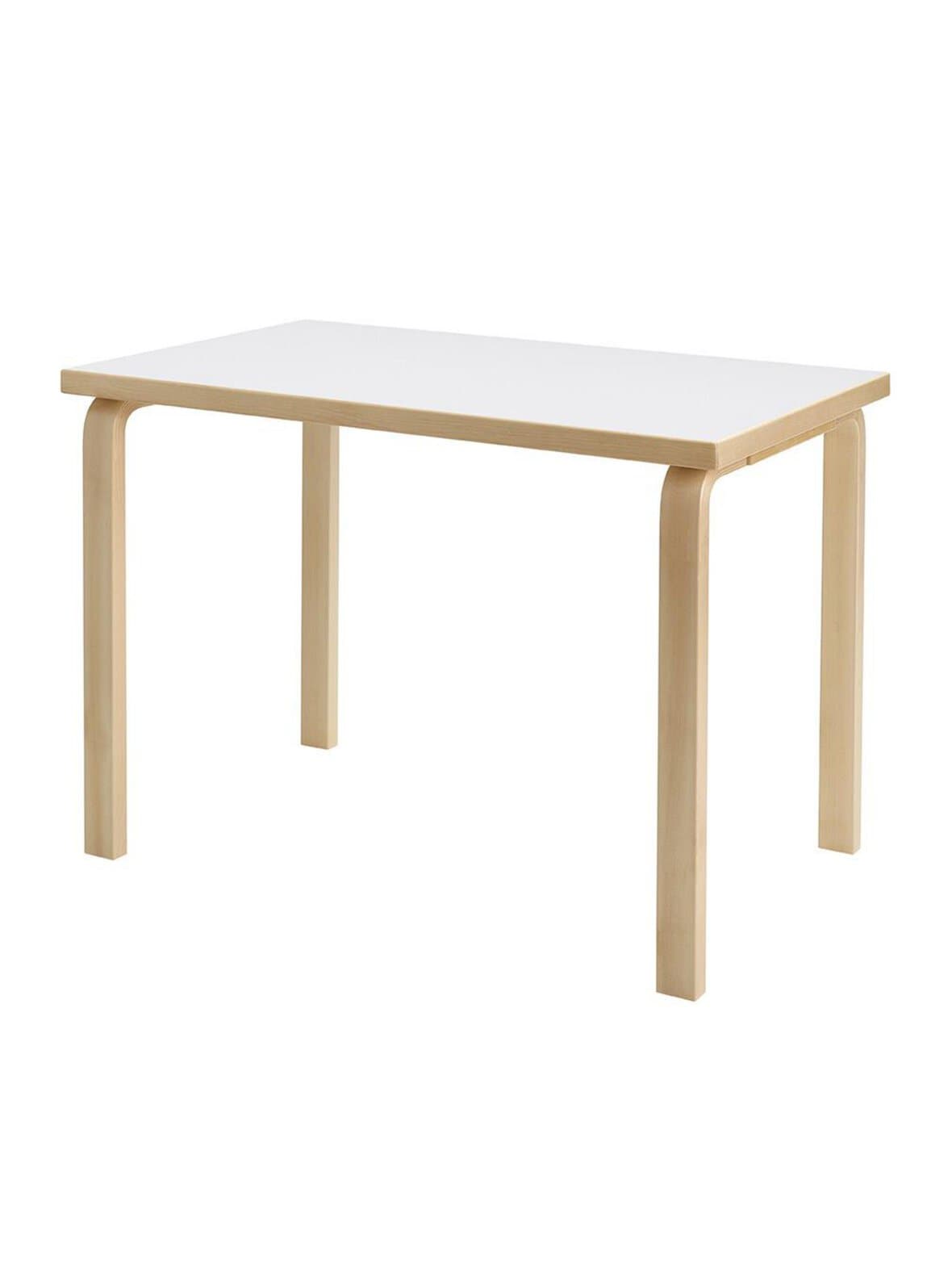 Pöytä 80b koivu / valkoinen laminaatti 100 x 60 cm – Artek