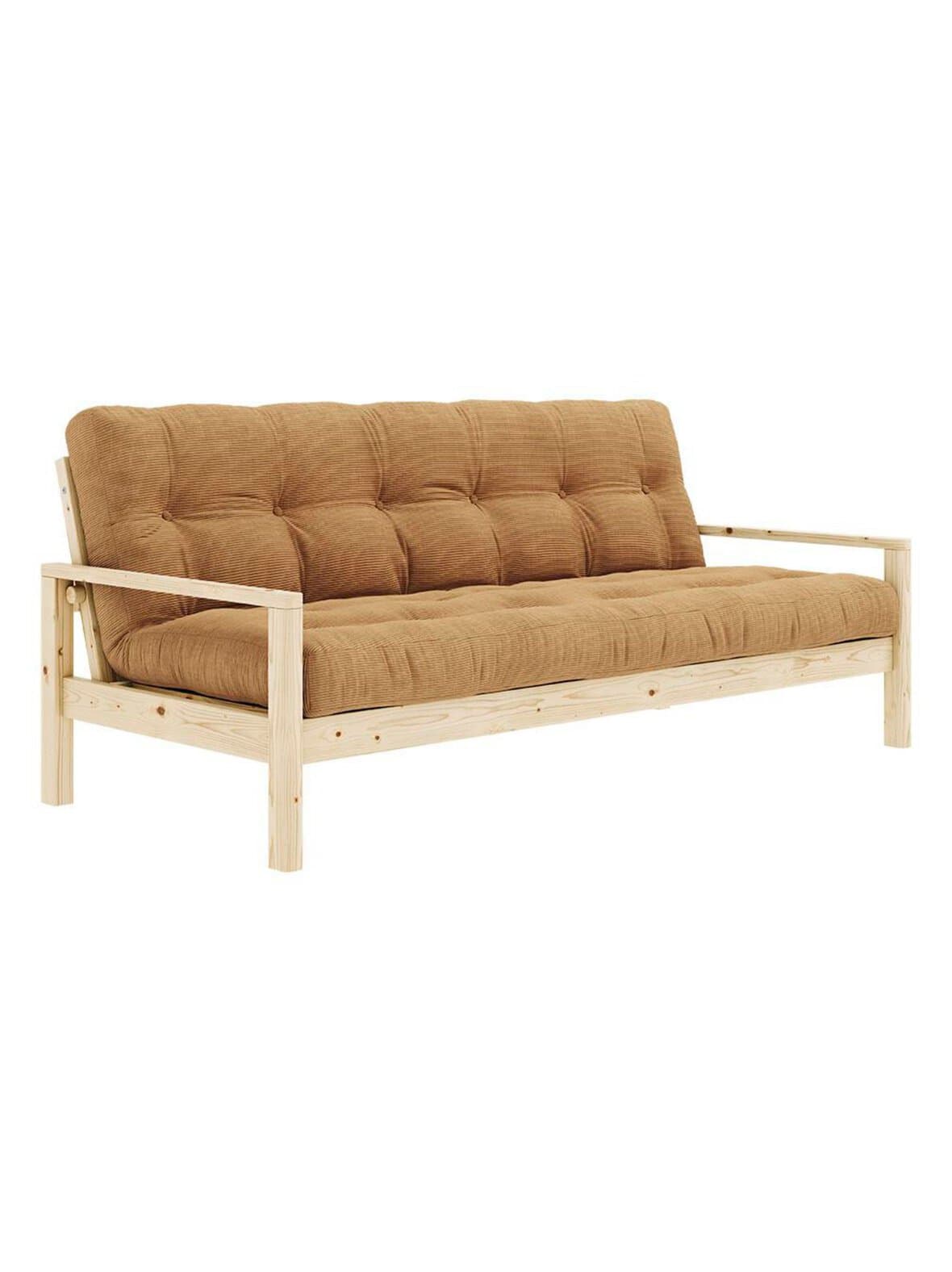 Knob-futonsohva corduroy-kangas fudge brown/mänty l 205 cm – Karup
