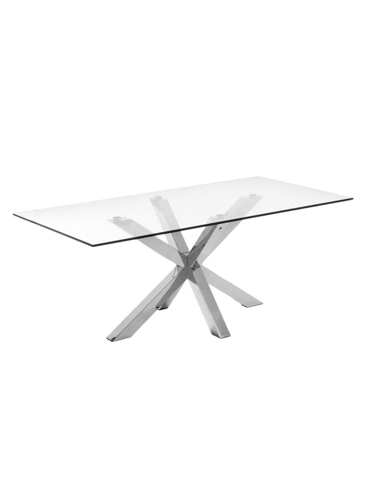 Argo-ruokapöytä lasi / kiiltävä teräs 100 x 200 cm – Kave Home