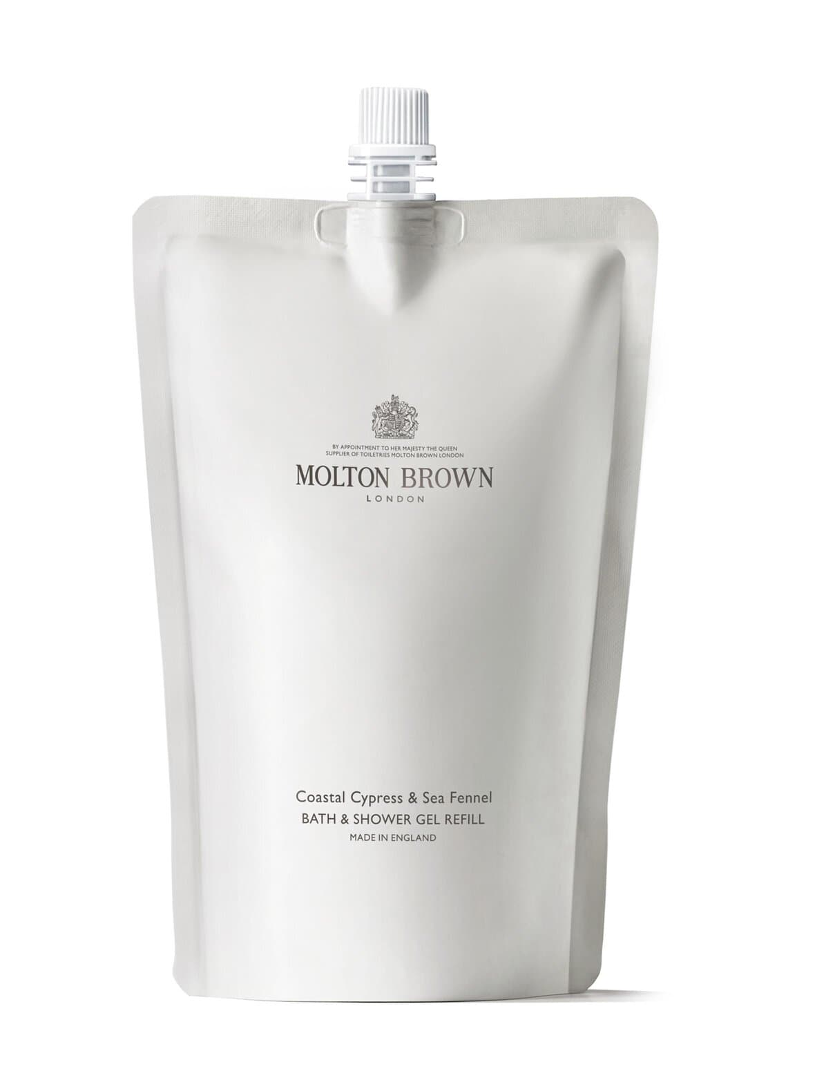 Coastal cypress & sea fennel bath & shower gel refill -suihkugeeli, täyttöpakkaus 400 ml – Molton Brown