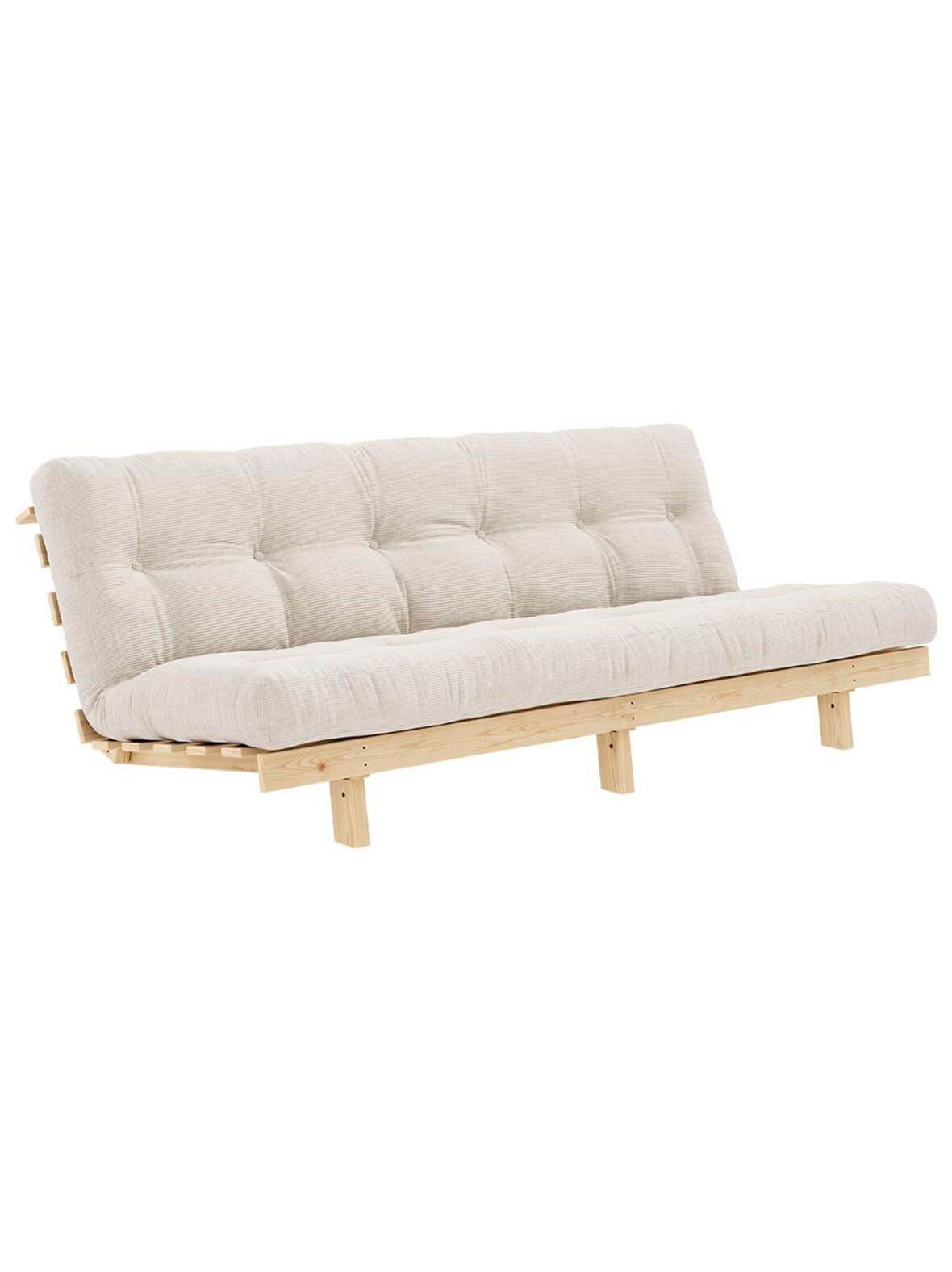 Lean-futonsohva corduroy-kangas ivory / mänty l 200 cm – Karup