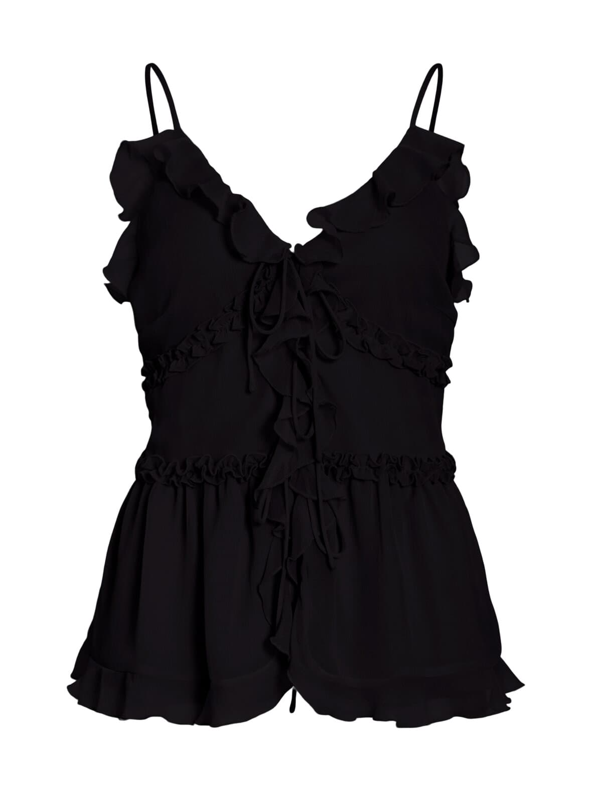 Vifalia v-neck -naruolkaimellinen frillatoppi – VILA
