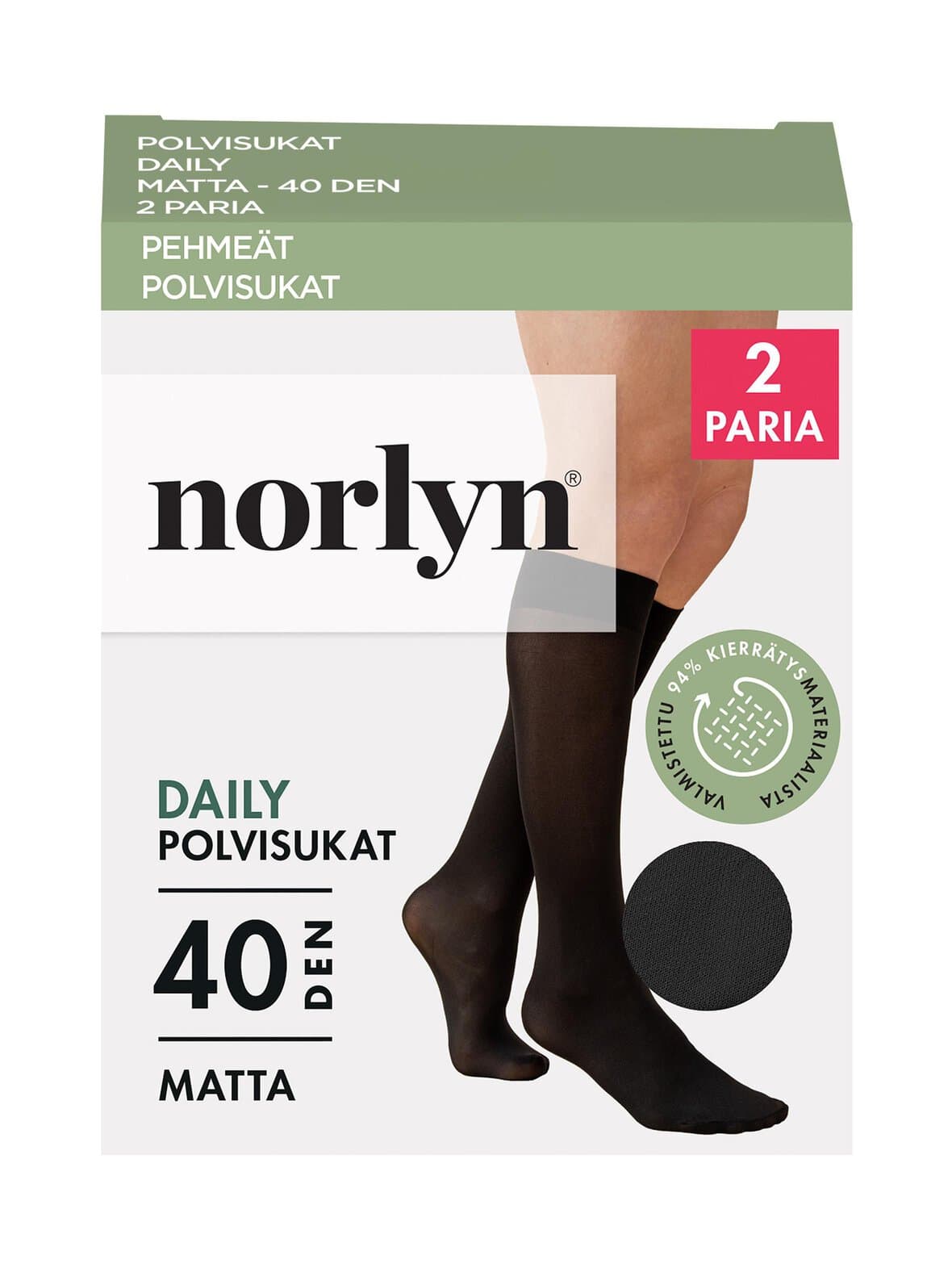 Daily-polvisukat 40 den 2-pack – Norlyn