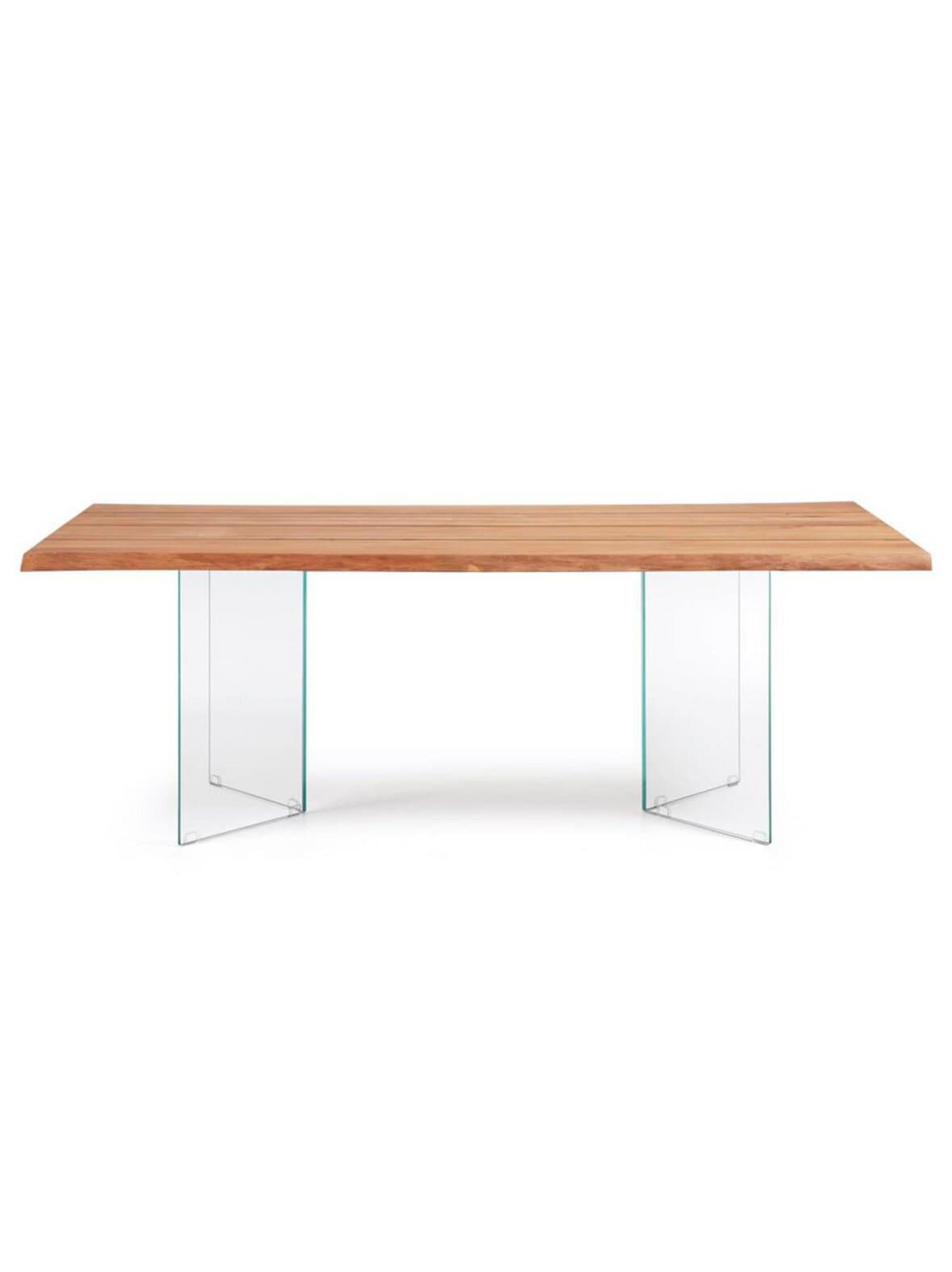 Lotty-ruokapöytä tammi / lasi 220 x 100 cm – Kave Home
