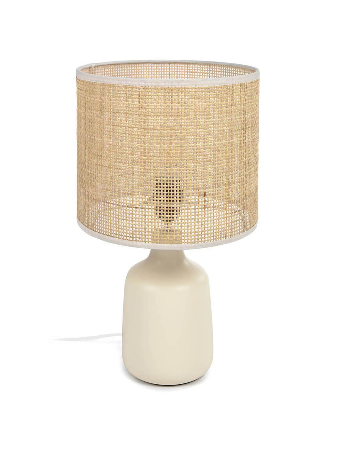 Erna-pöytävalaisin valkoinen/bambu – Kave Home