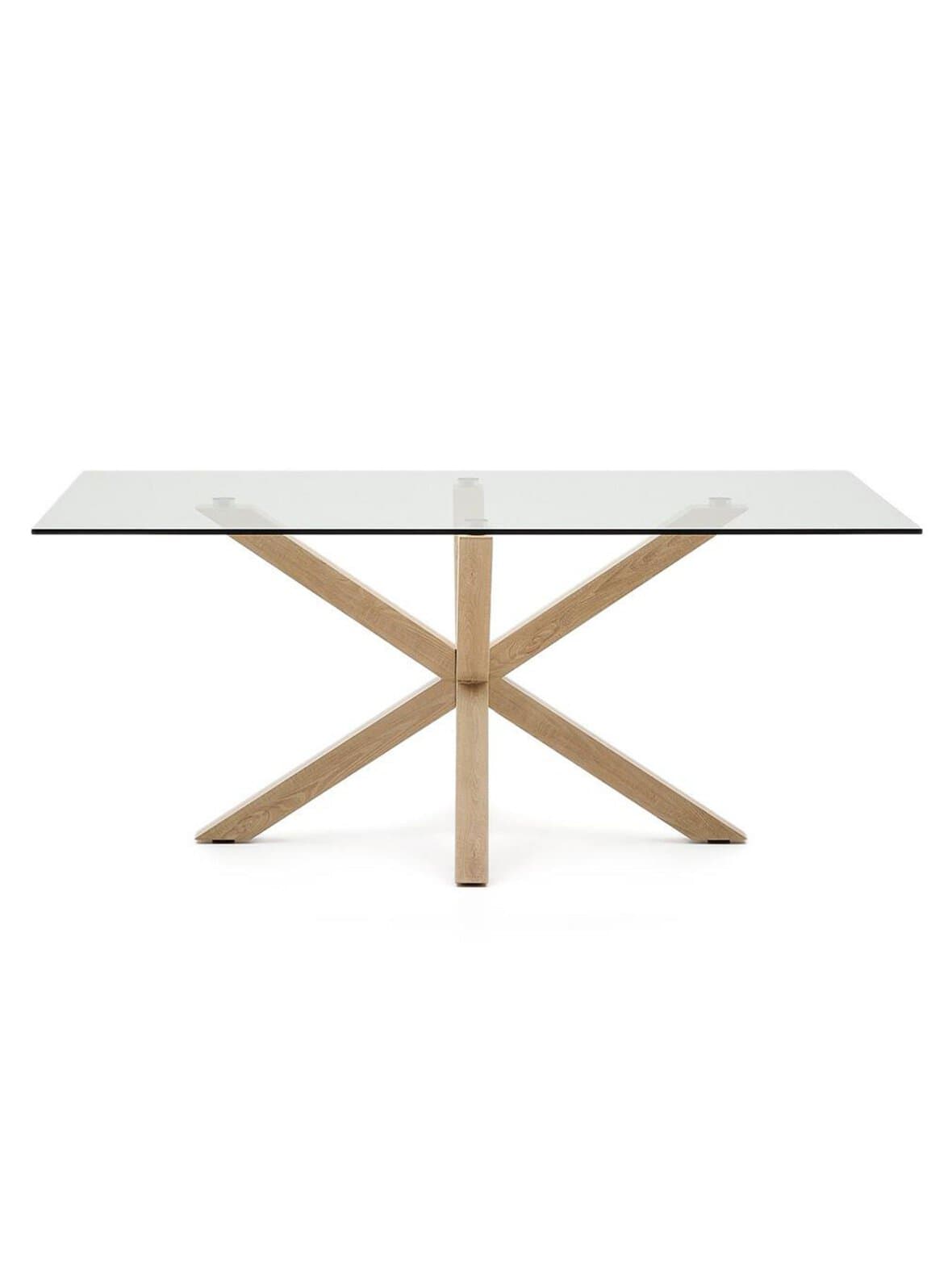Argo-ruokapöytä kirkas lasi / puunvärinen teräs 180 x 100 cm – Kave Home