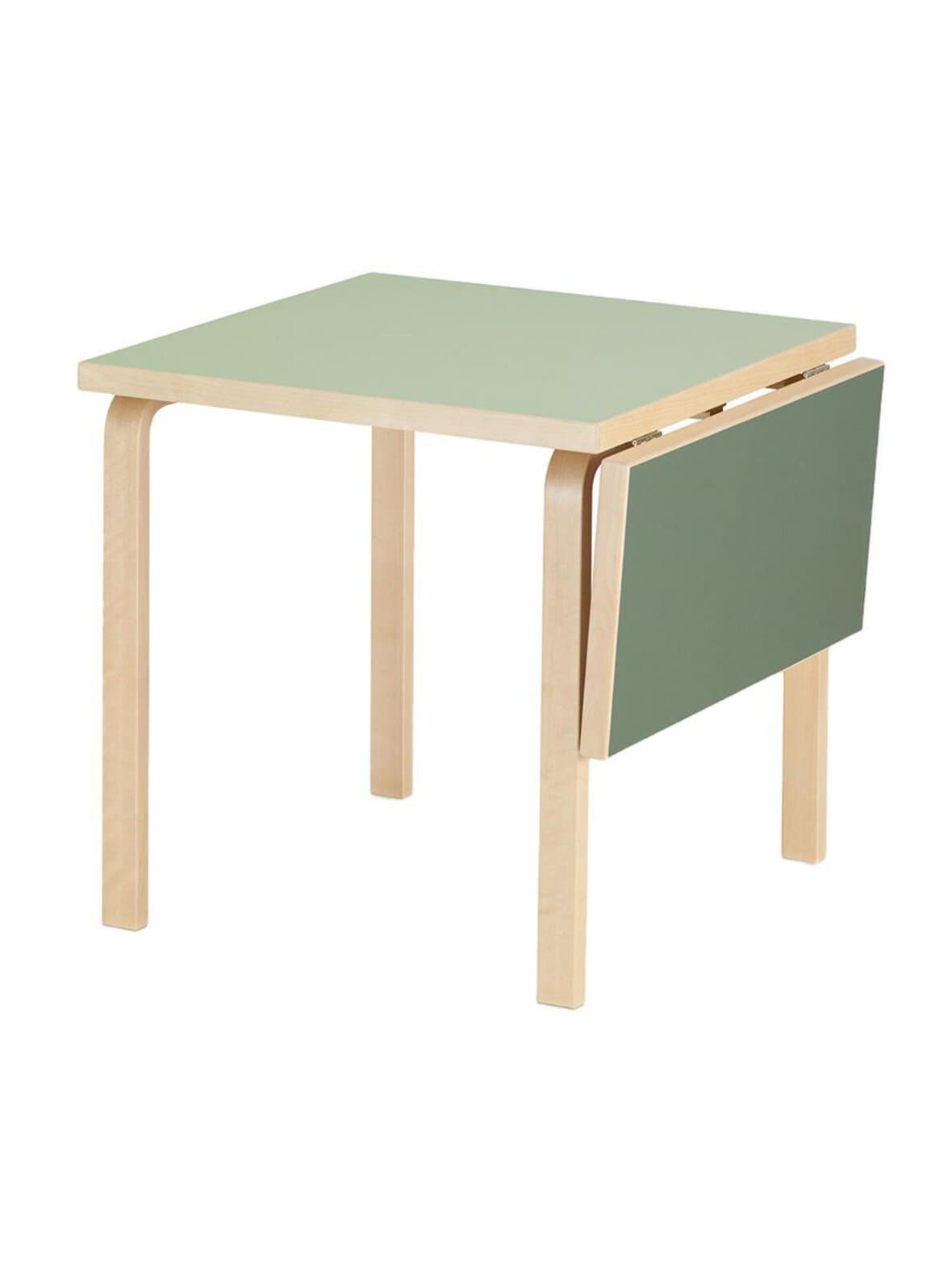 Klaffipöytä dl81c koivu/vihreä linoleumi 75 x 75/112 cm – Artek