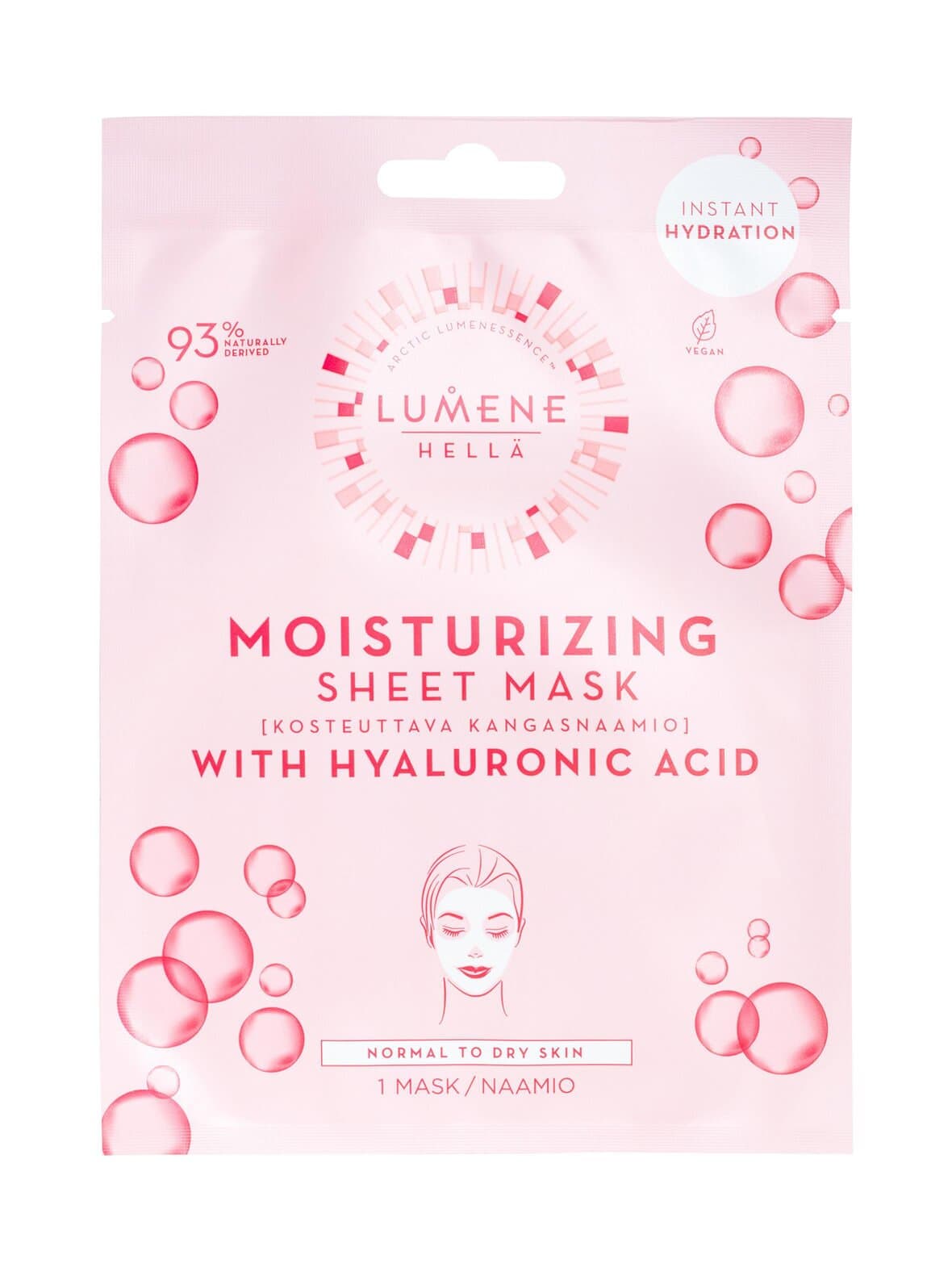 Hellä moisturizing sheet mask -kosteuttava kangasnaamio – Lumene