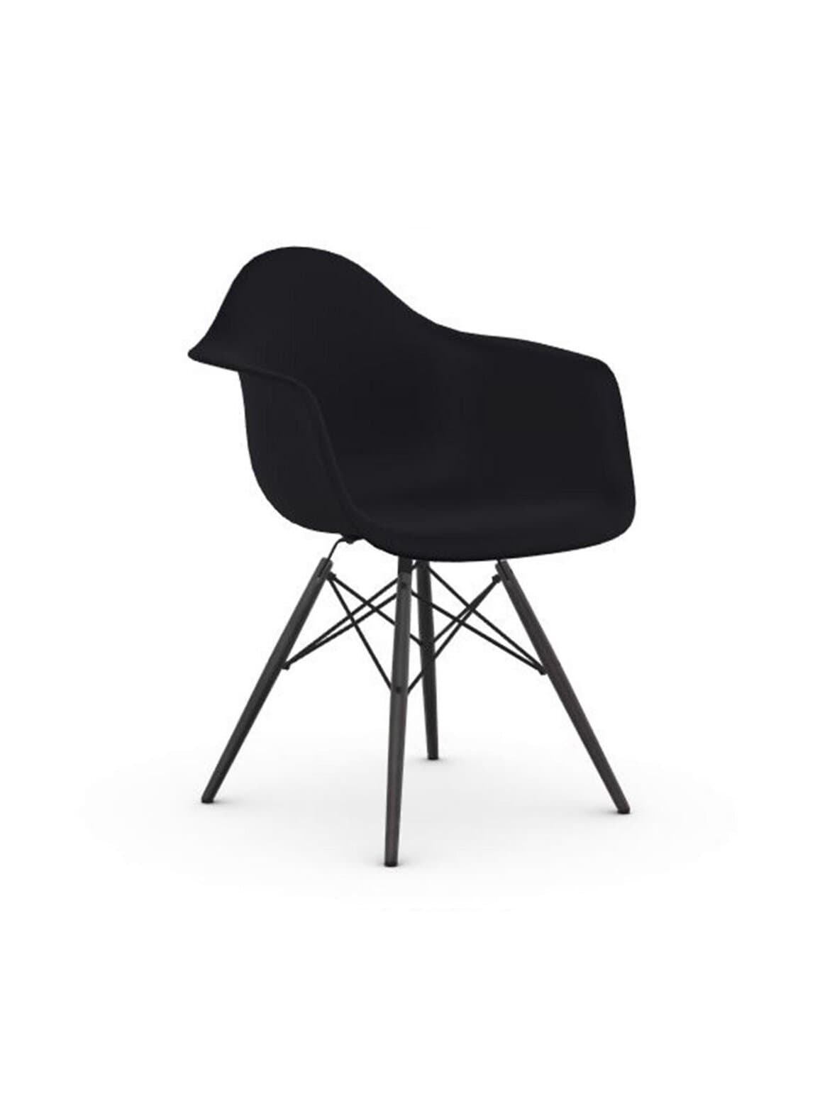 Eames daw re -tuoli käsinojilla deep black/musta vaahtera – Vitra