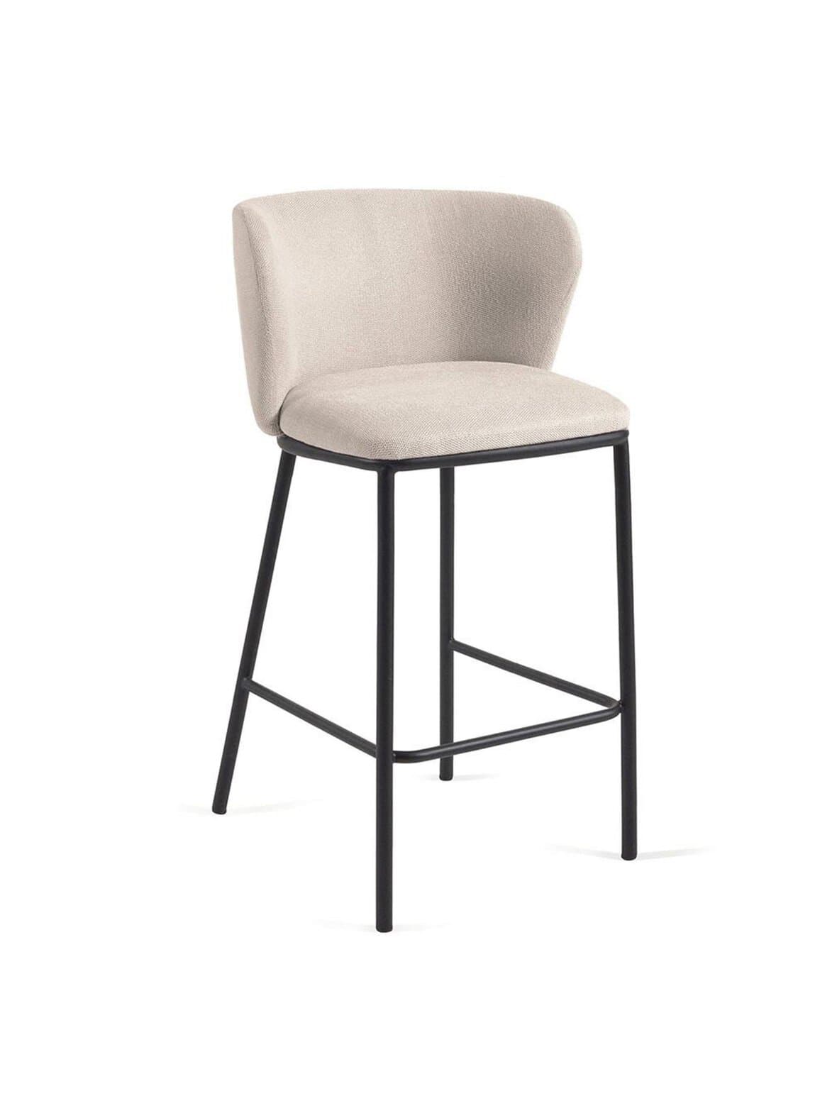 Ciselia-baarijakkara beige chenille-kangas / musta metalli k 65 cm – Kave Home