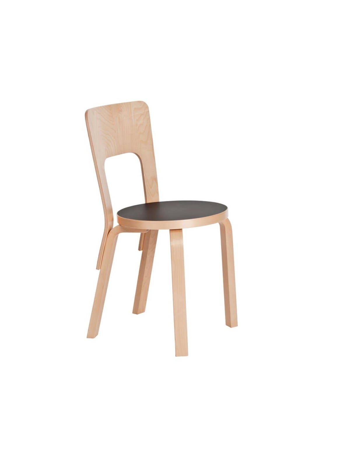 Tuoli 66 koottu koivu/musta linoleum – Artek