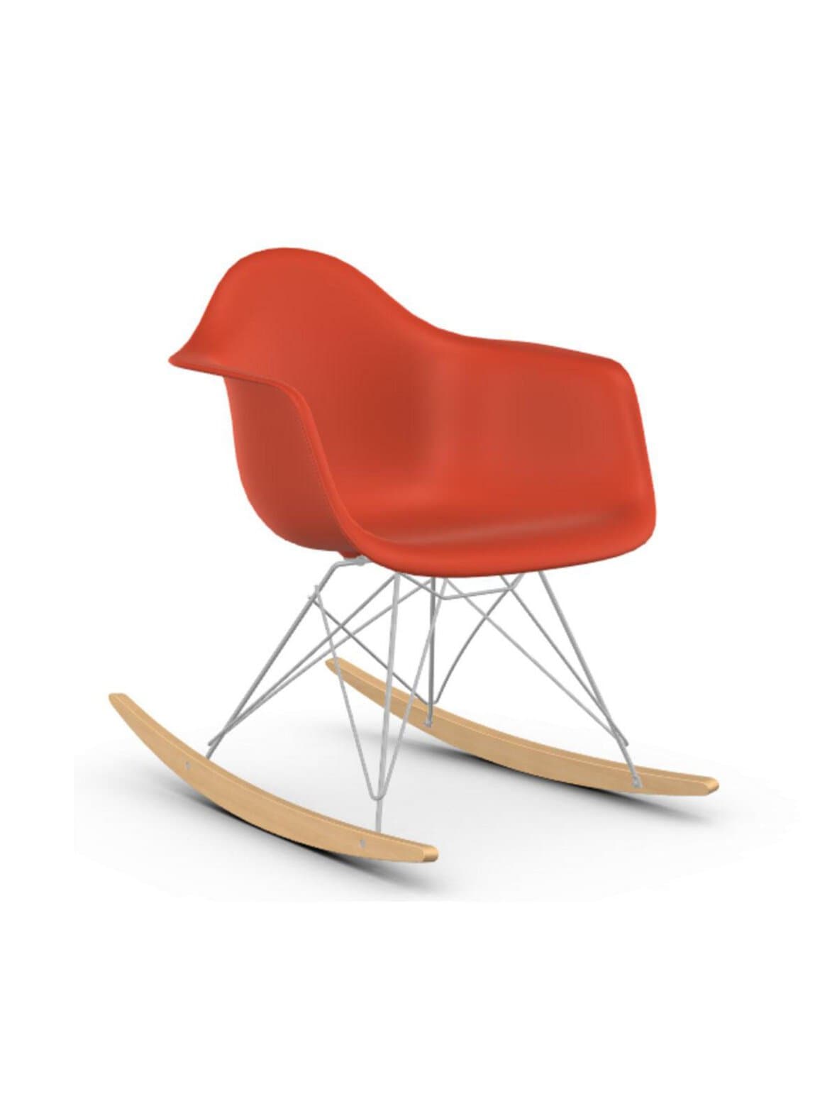 Eames rar re -keinutuoli poppy red/kromi/vaalea vaahtera – Vitra