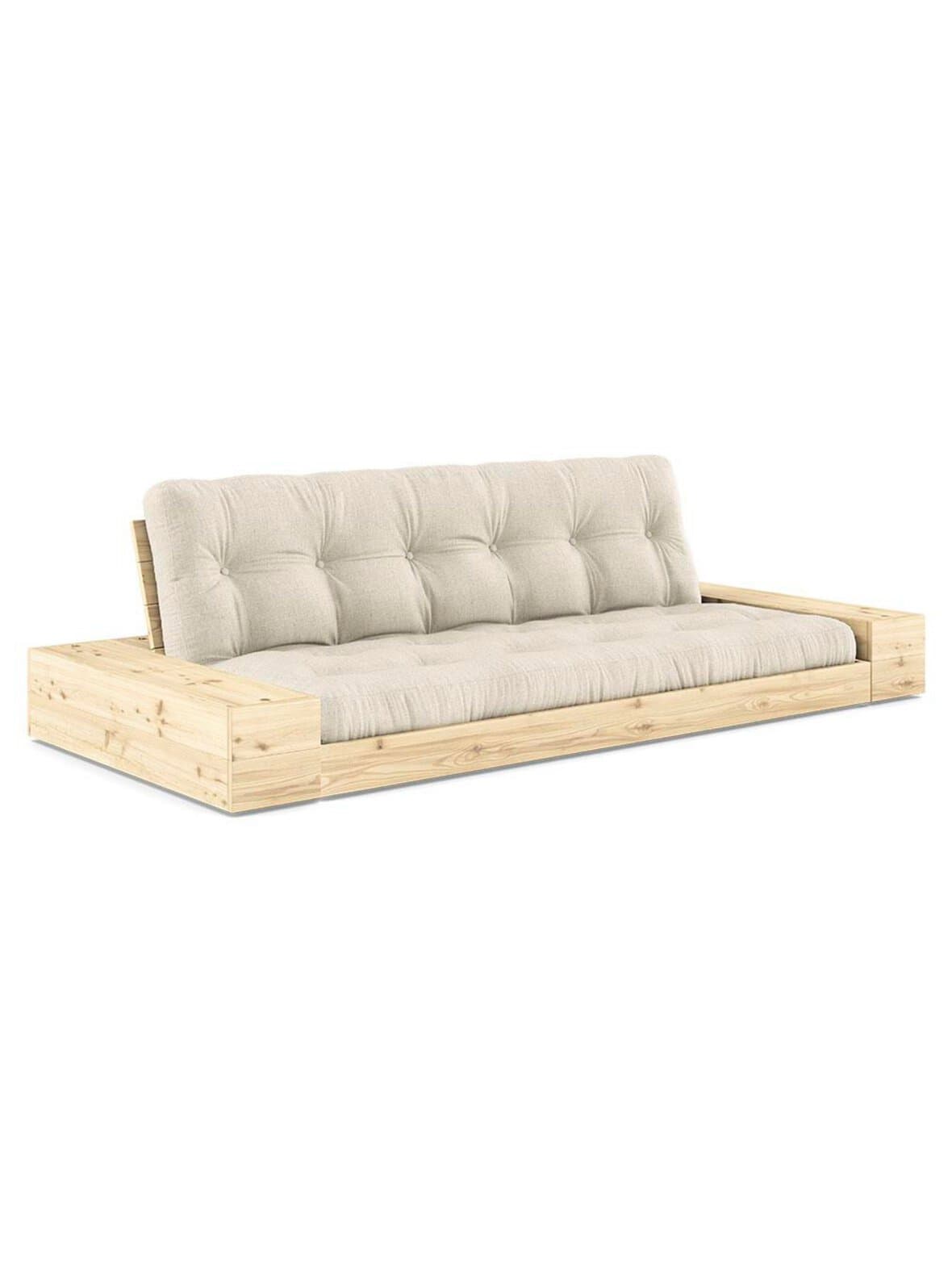 Base-futonsohva laatikoilla linen/mänty l 244 cm – Karup