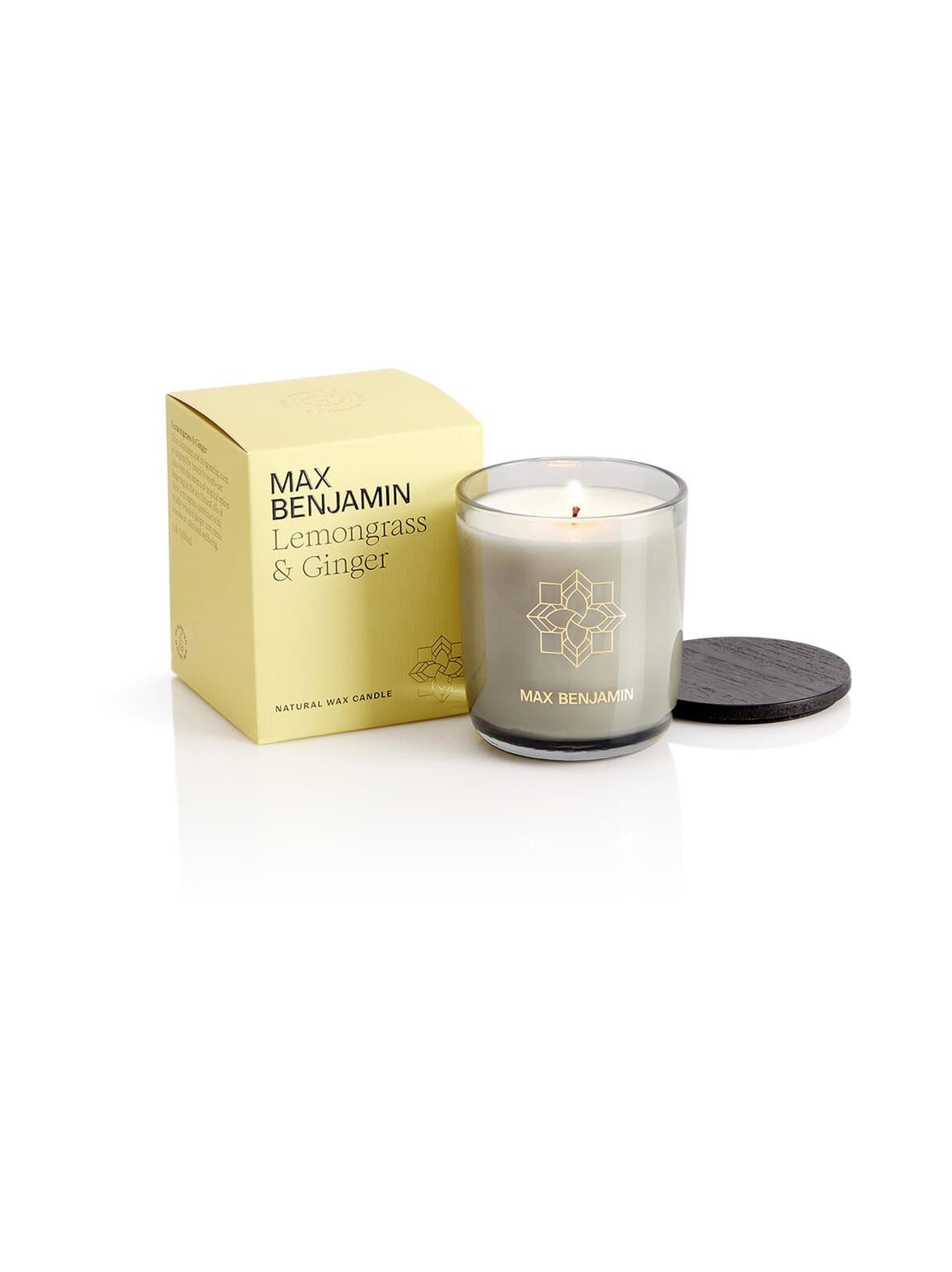 Lemongrass and ginger -luksuskynttilä kannella 210 g – Max Benjamin