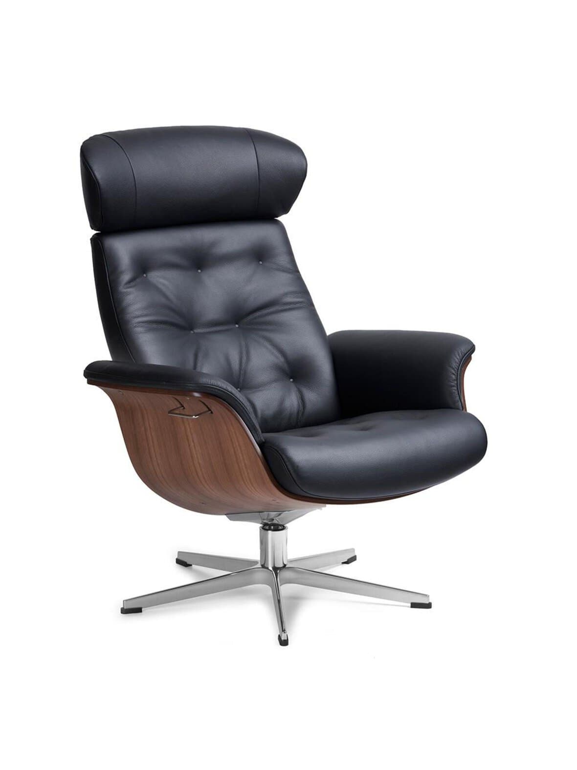 Timeout-nojatuoli tikattu fantasy-nahka musta/pähkinä – Conform