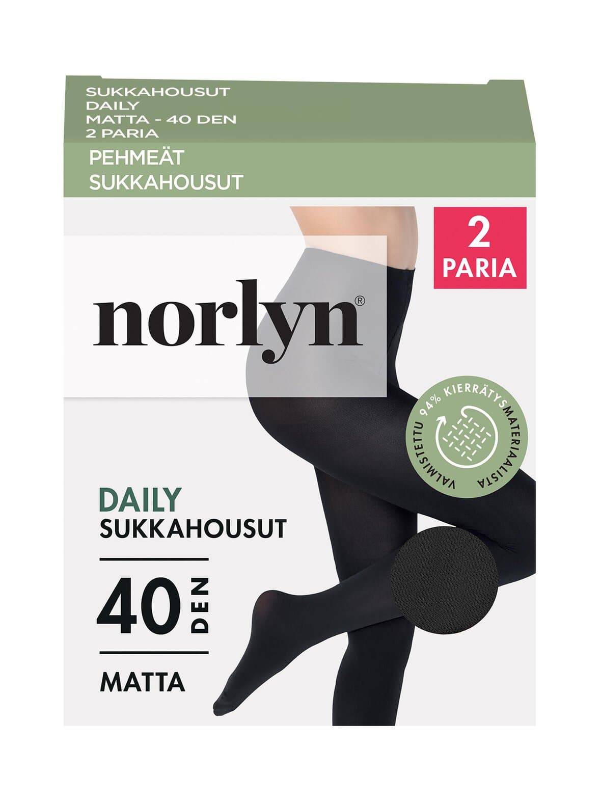 Daily-sukkahousut 40 den 2-pack – Norlyn