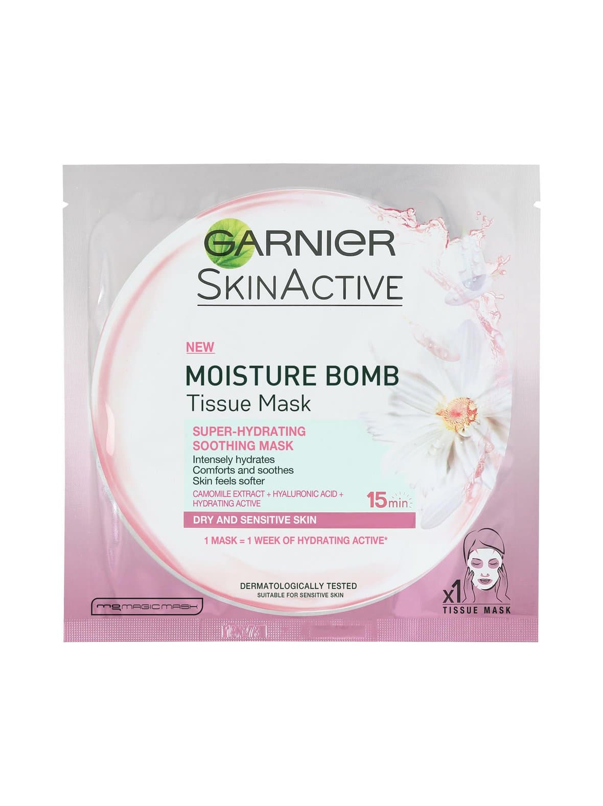Moisture bomb sheet mask -kangasnaamio kuivalle ja herkälle iholle 28 g – Garnier