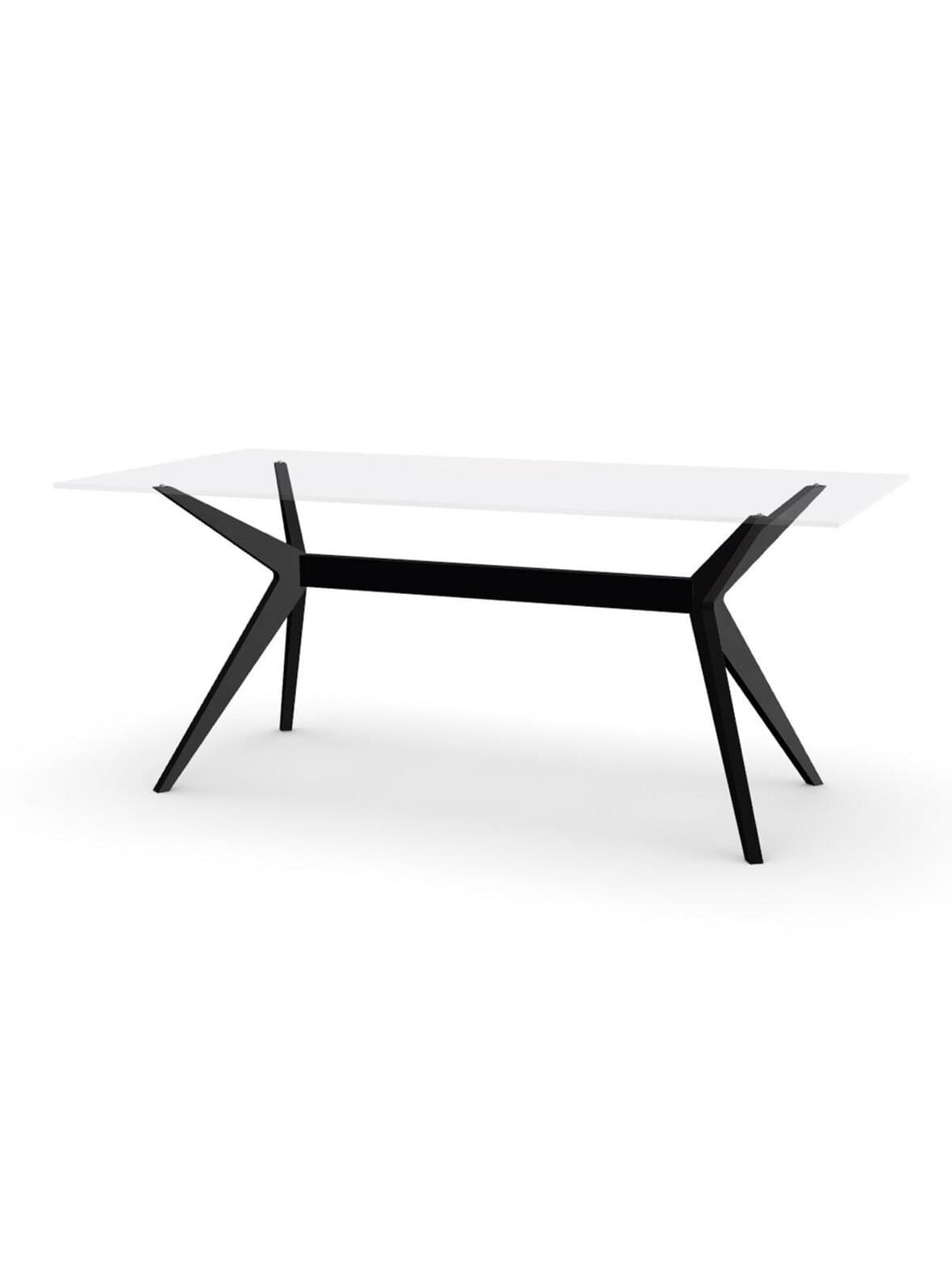 Kent-ruokapöytä kirkas lasi/musta 180 x 90 cm – Calligaris