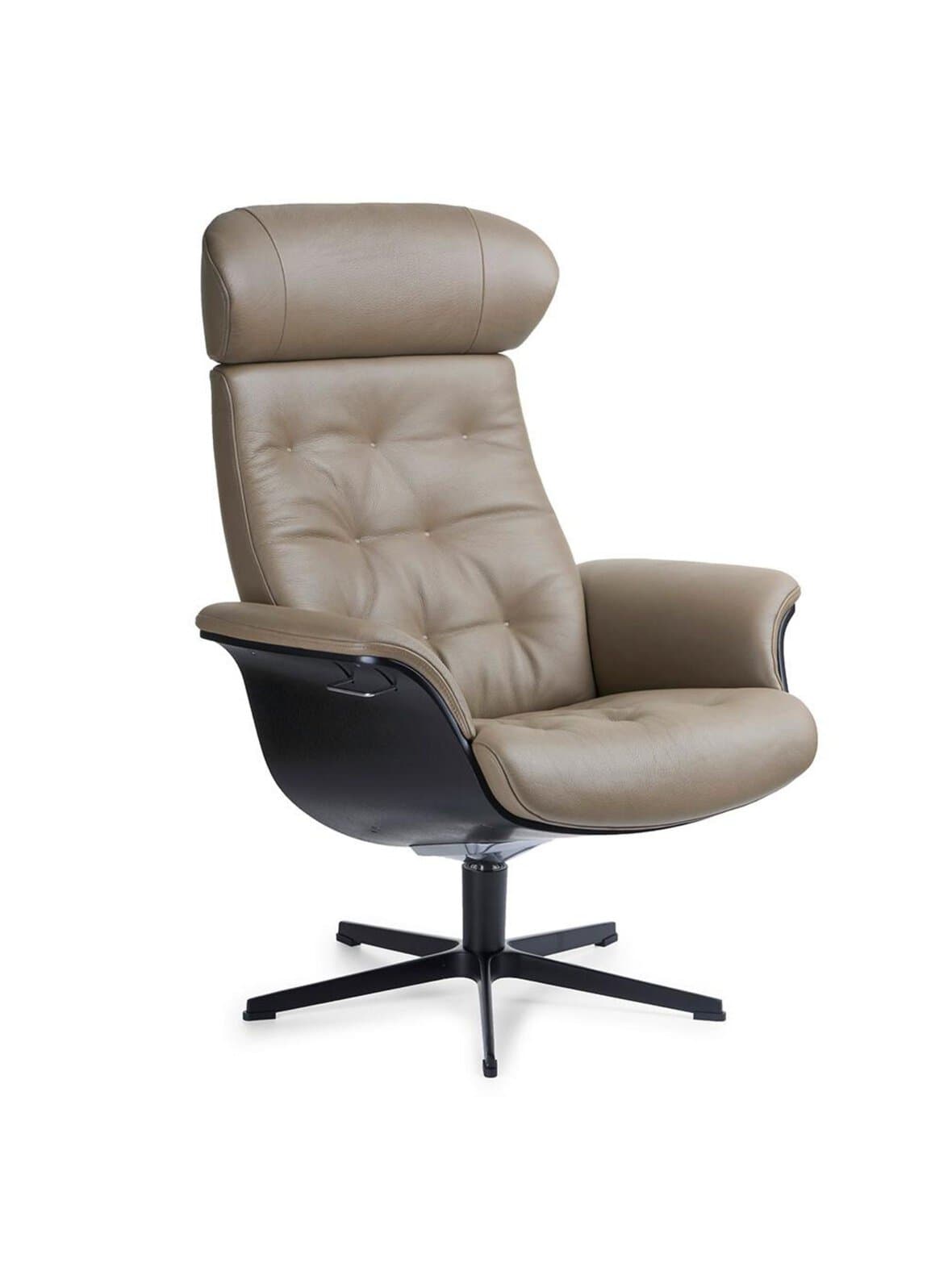 Timeout-nojatuoli tikattu sorrento-nahka taupe/musta tammi – Conform