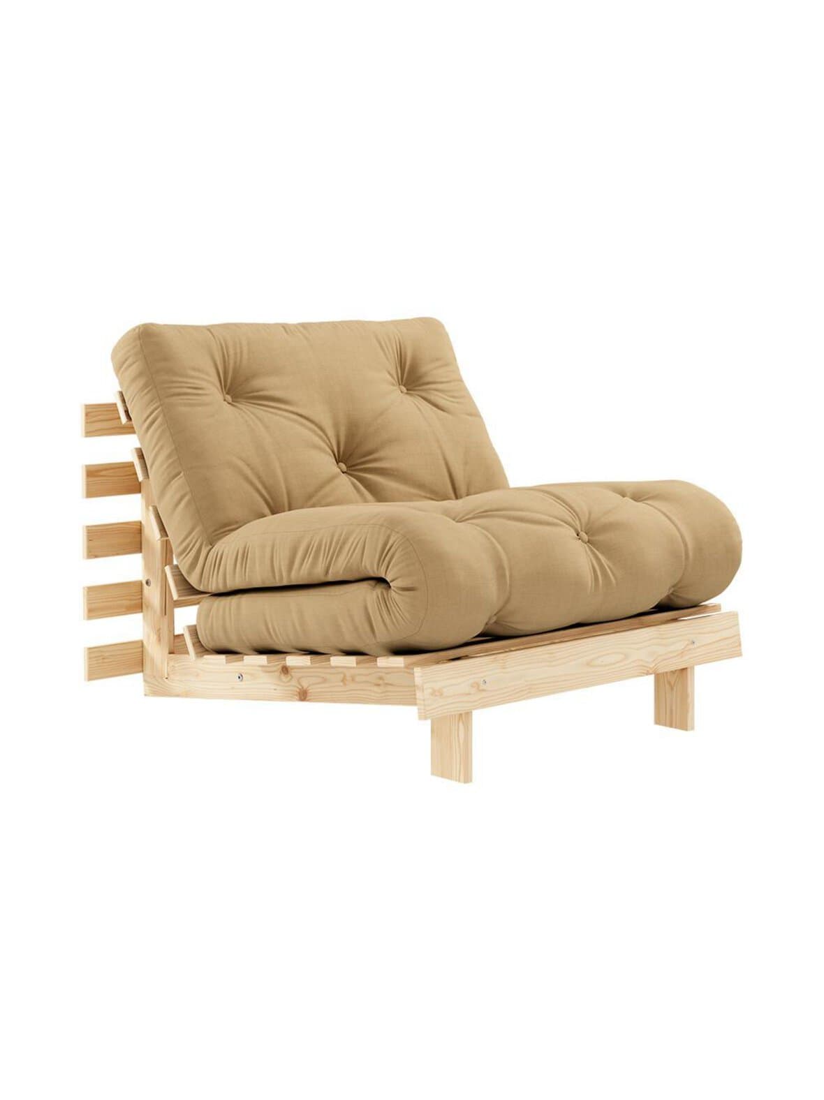Roots-futonnojatuoli wheat beige / mänty l 90 cm – Karup