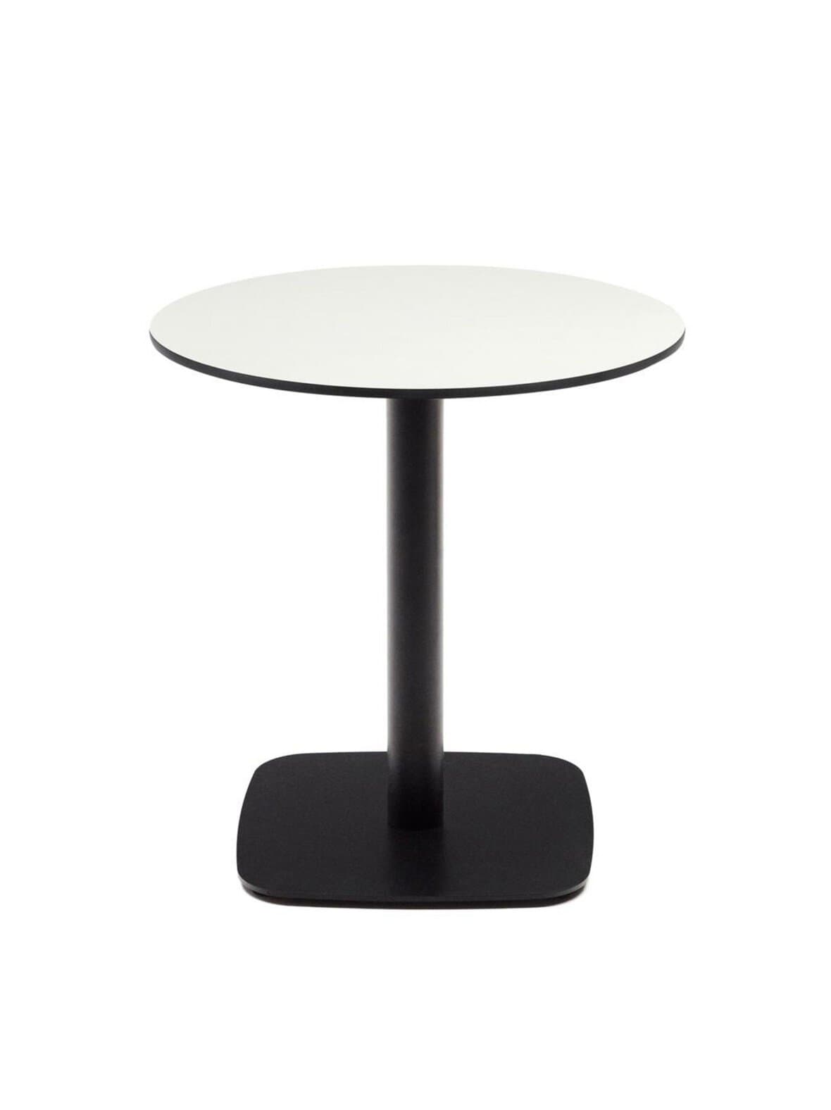 Dina-ruokapöytä valkoinen / musta ⌀ 68 cm – Kave Home