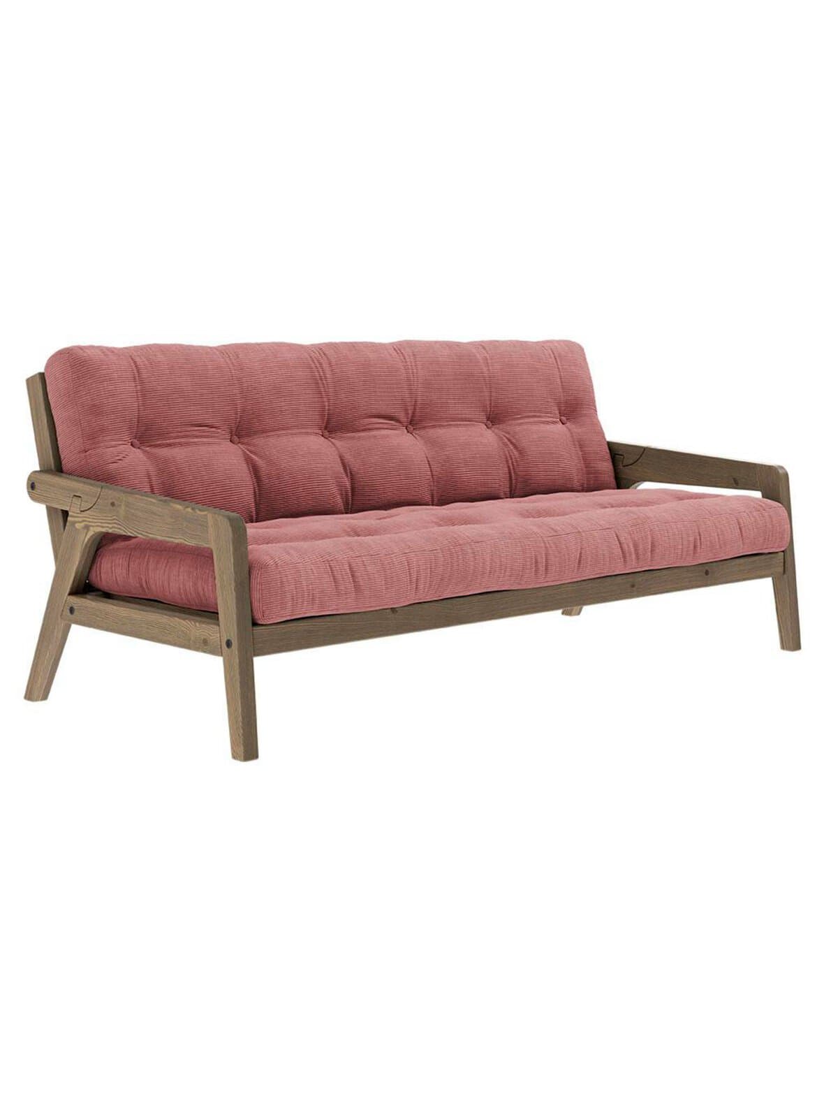 Grab-futonsohva corduroy-kangas sorbet pink/ruskea l 200 cm – Karup