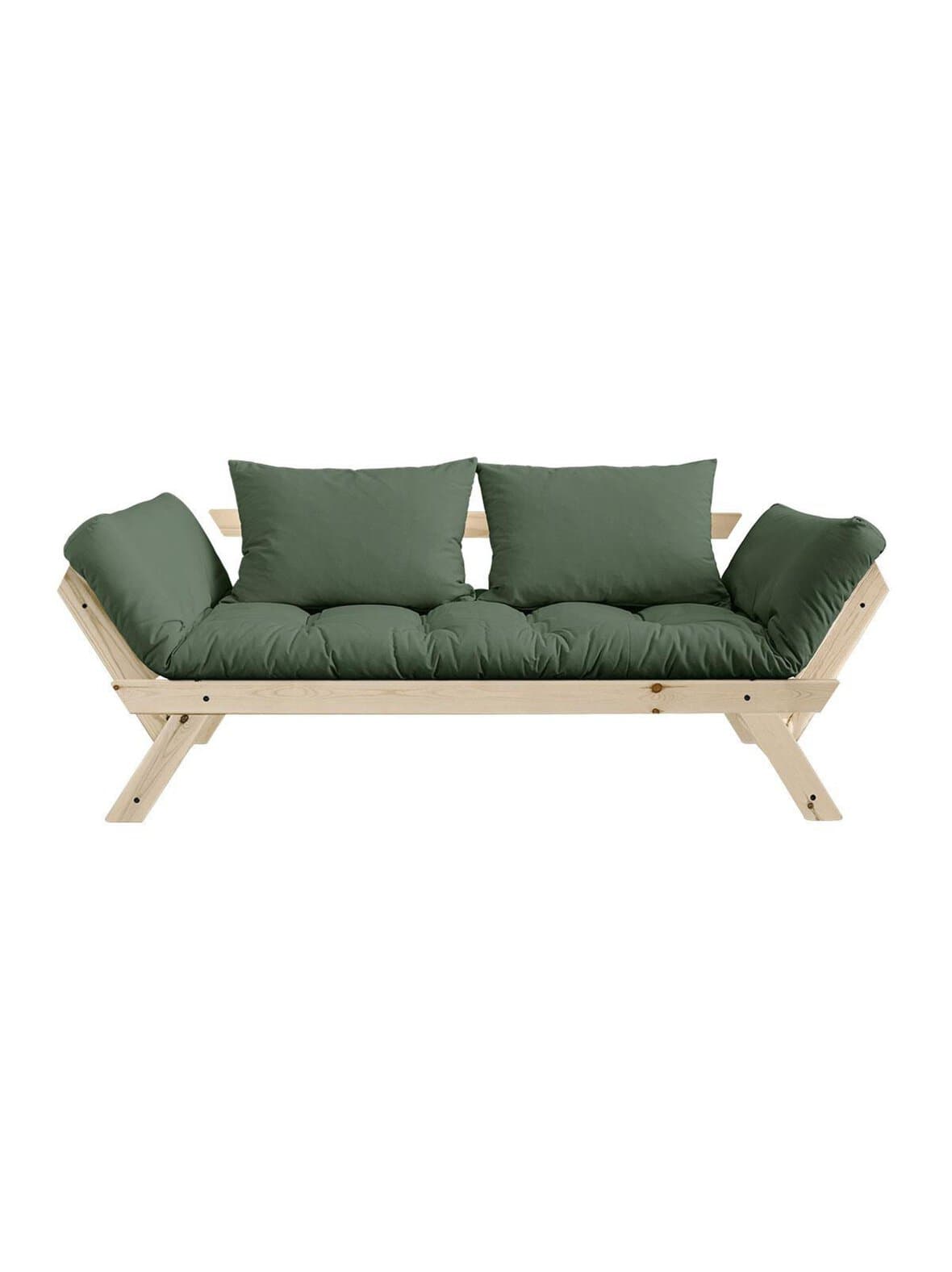 Bebop-futonsohva olive green/mänty l 180 cm – Karup