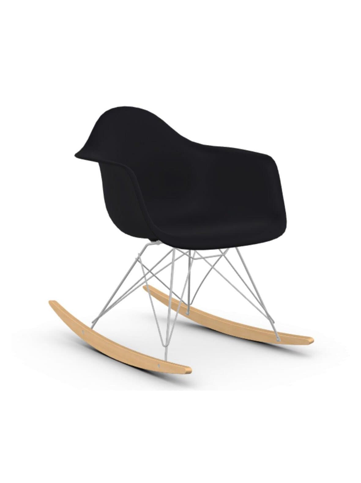 Eames rar re -keinutuoli deep black/kromi/vaalea vaahtera – Vitra