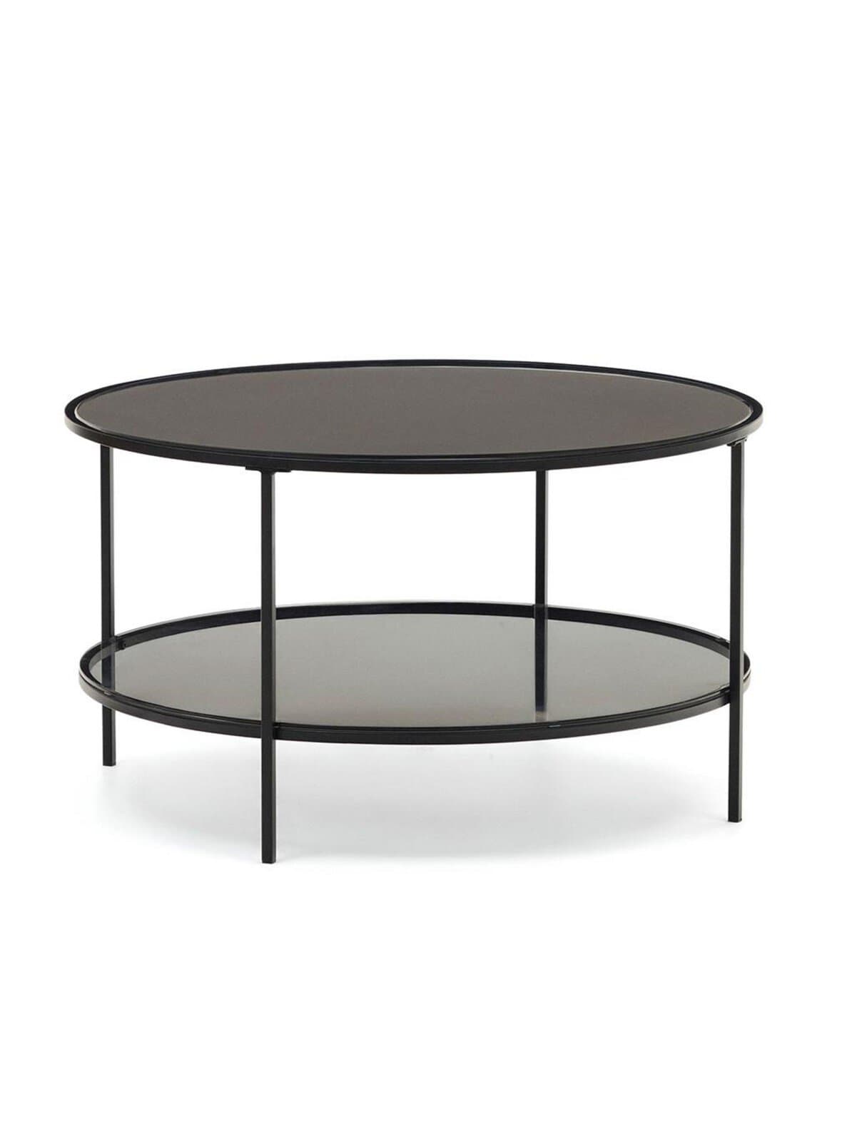 Gilda-sohvapöytä musta lasi / metalli ⌀ 80 cm – Kave Home