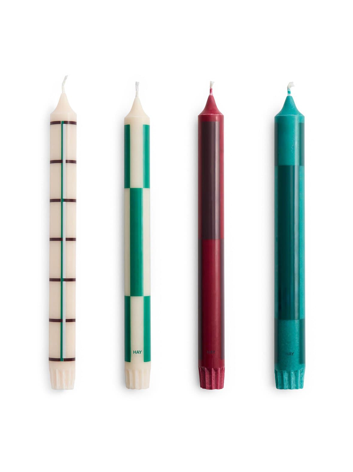 Pattern greens and bordeaux -kynttilä 4 kpl – HAY