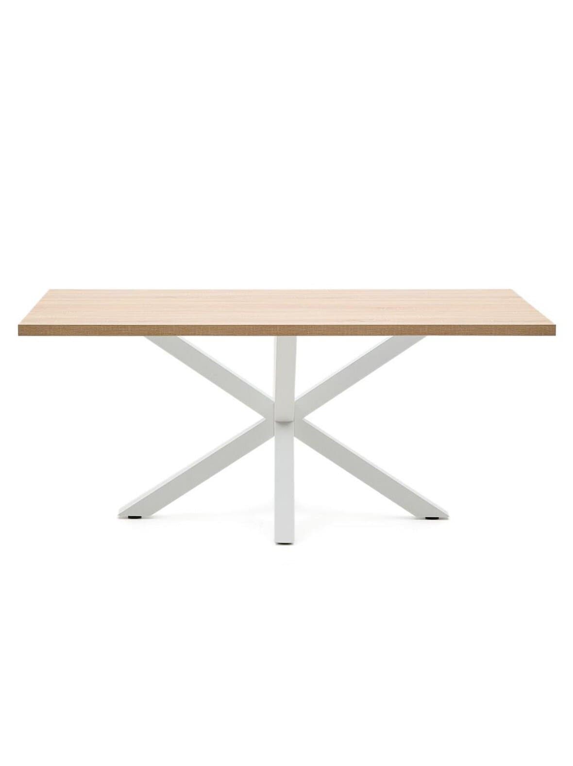 Argo-ruokapöytä tammenvärinen melamiini / valkoinen 180 x 100 cm – Kave Home