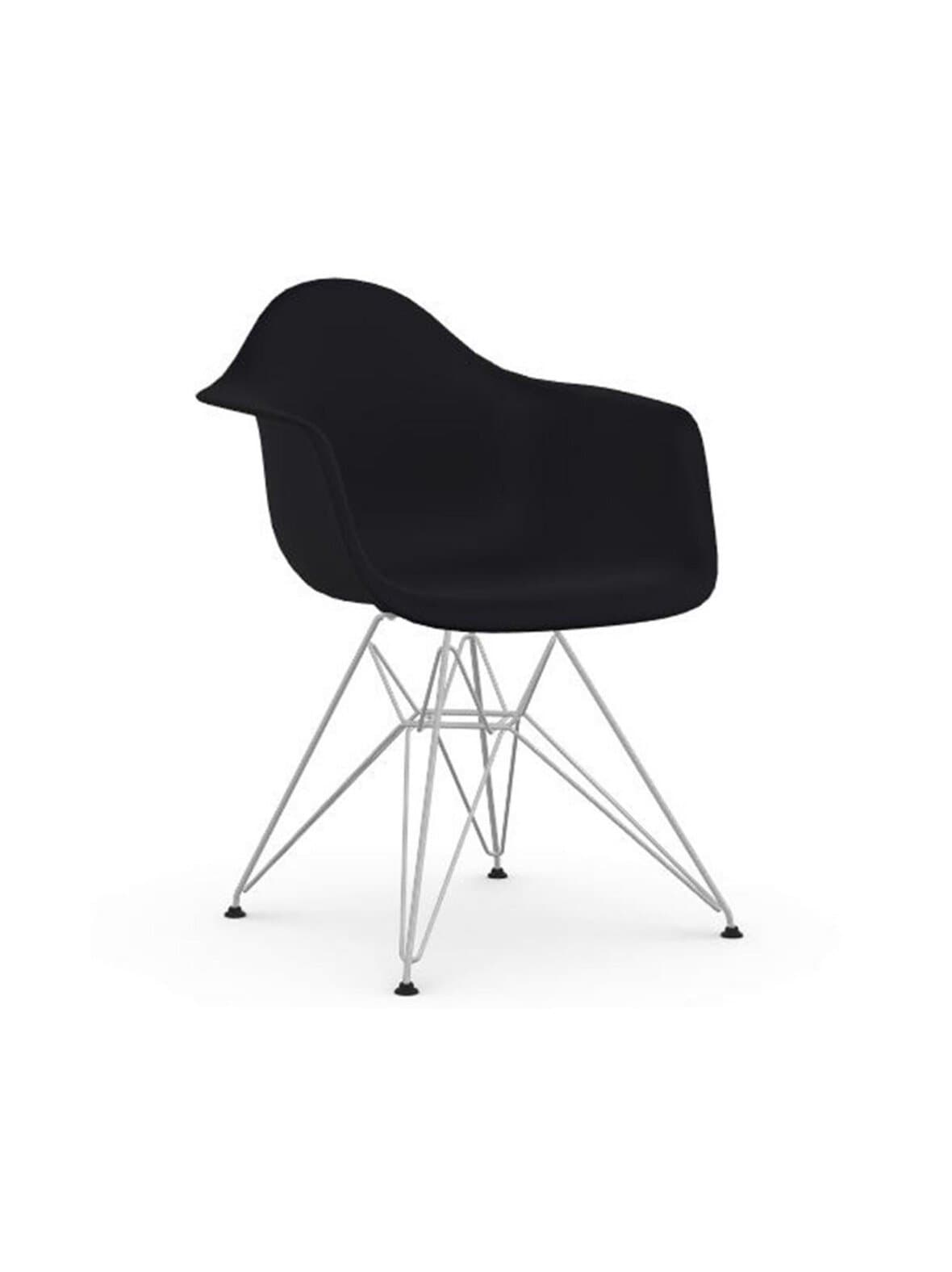 Eames dar re -tuoli käsinojilla deep black/kromi – Vitra