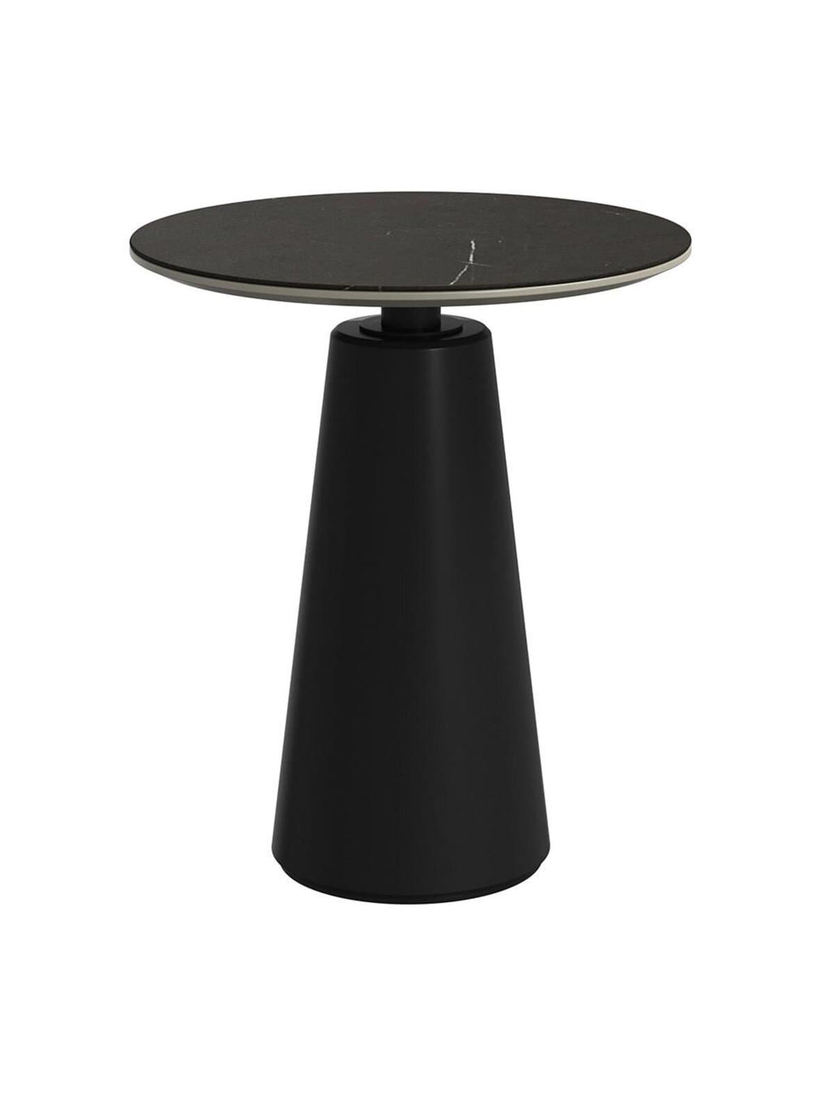 Madrid-sivupöytä tumma marmorikeramiikka / musta ⌀ 46 cm – BoConcept