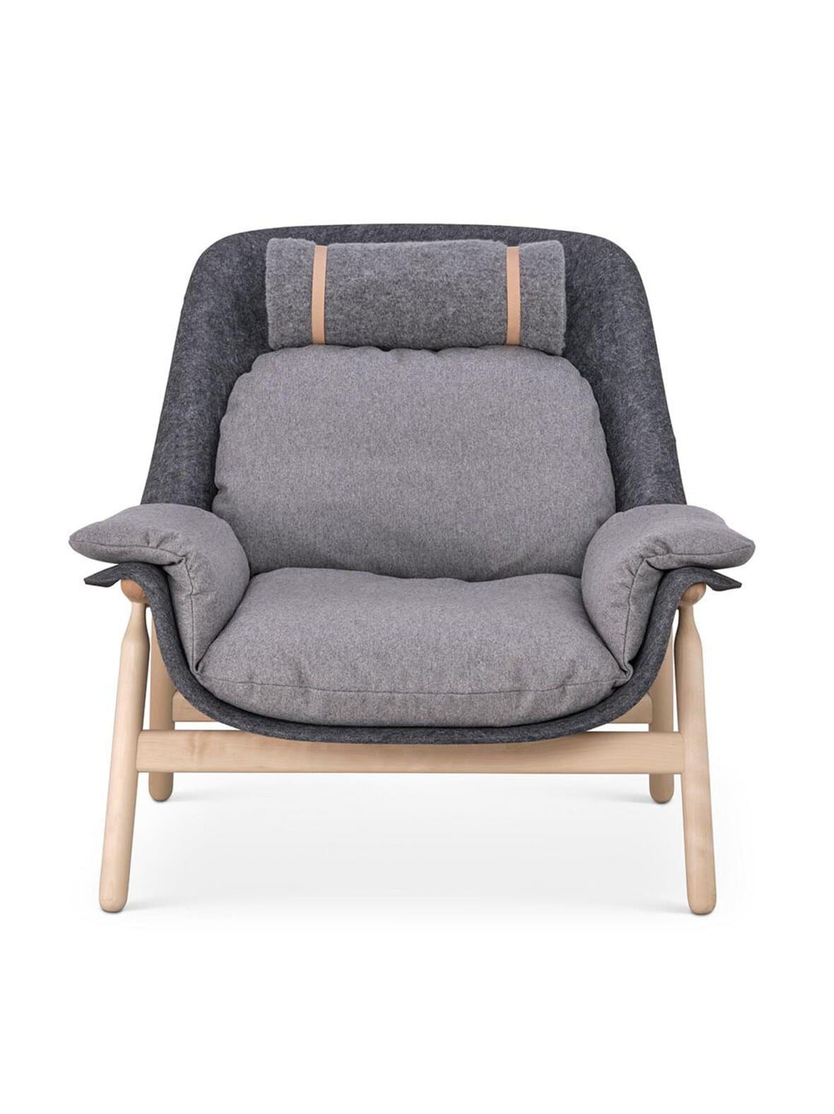 Filtti-nojatuoli lakattu koivu/harmaa huopa l – Tapio Anttila Collection