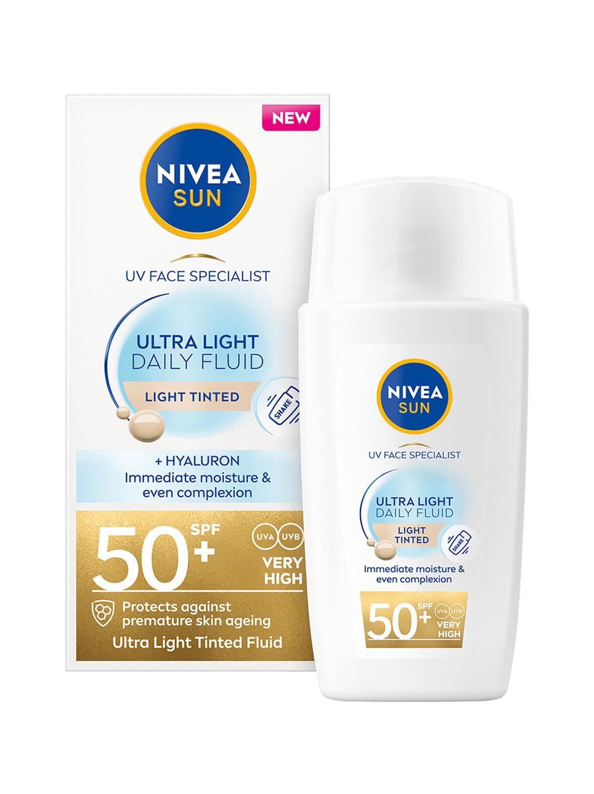 Daily fluid light tinted spf50+-sävyttävä aurinkosuojavoide kasvoille – Nivea
