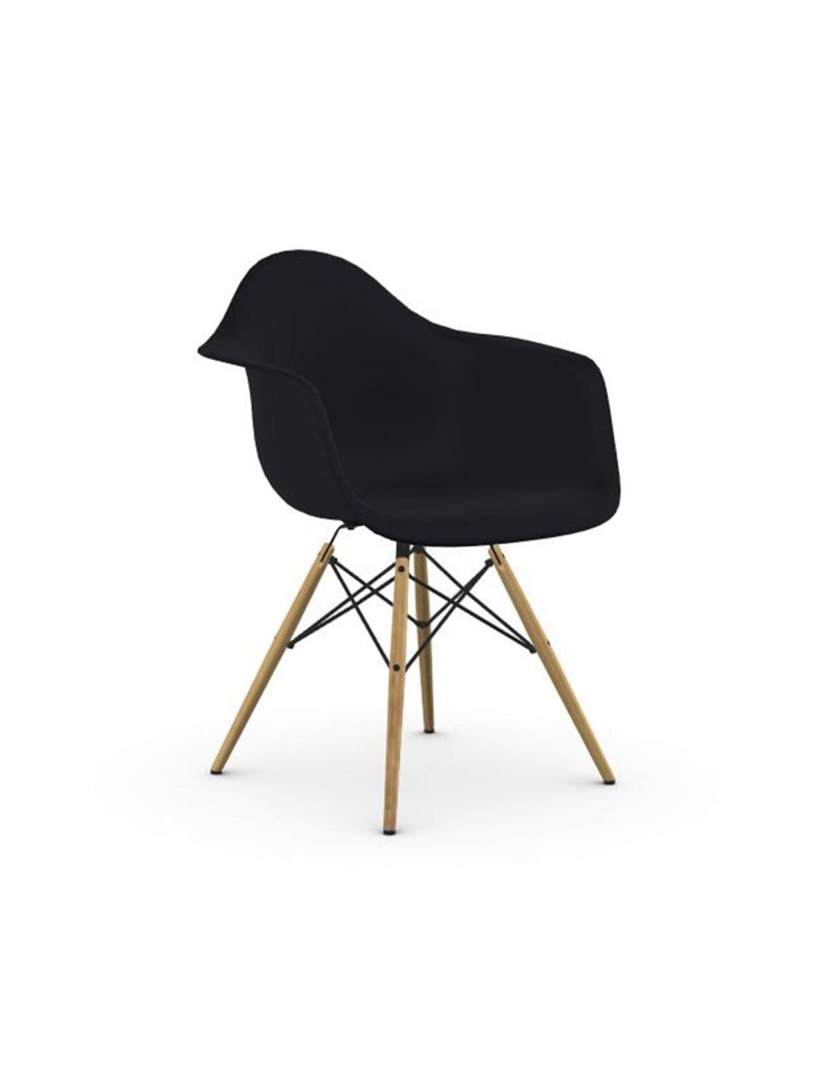 Eames daw re -tuoli käsinojilla deep black/vaalea vaahtera – Vitra