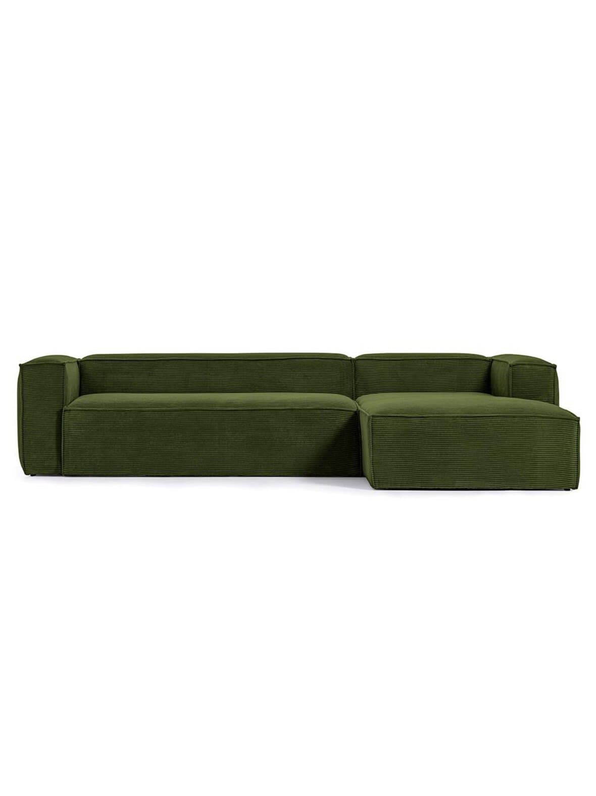 Blok-divaanisohva vihreä vakosametti l 330 cm/oikea – Kave Home